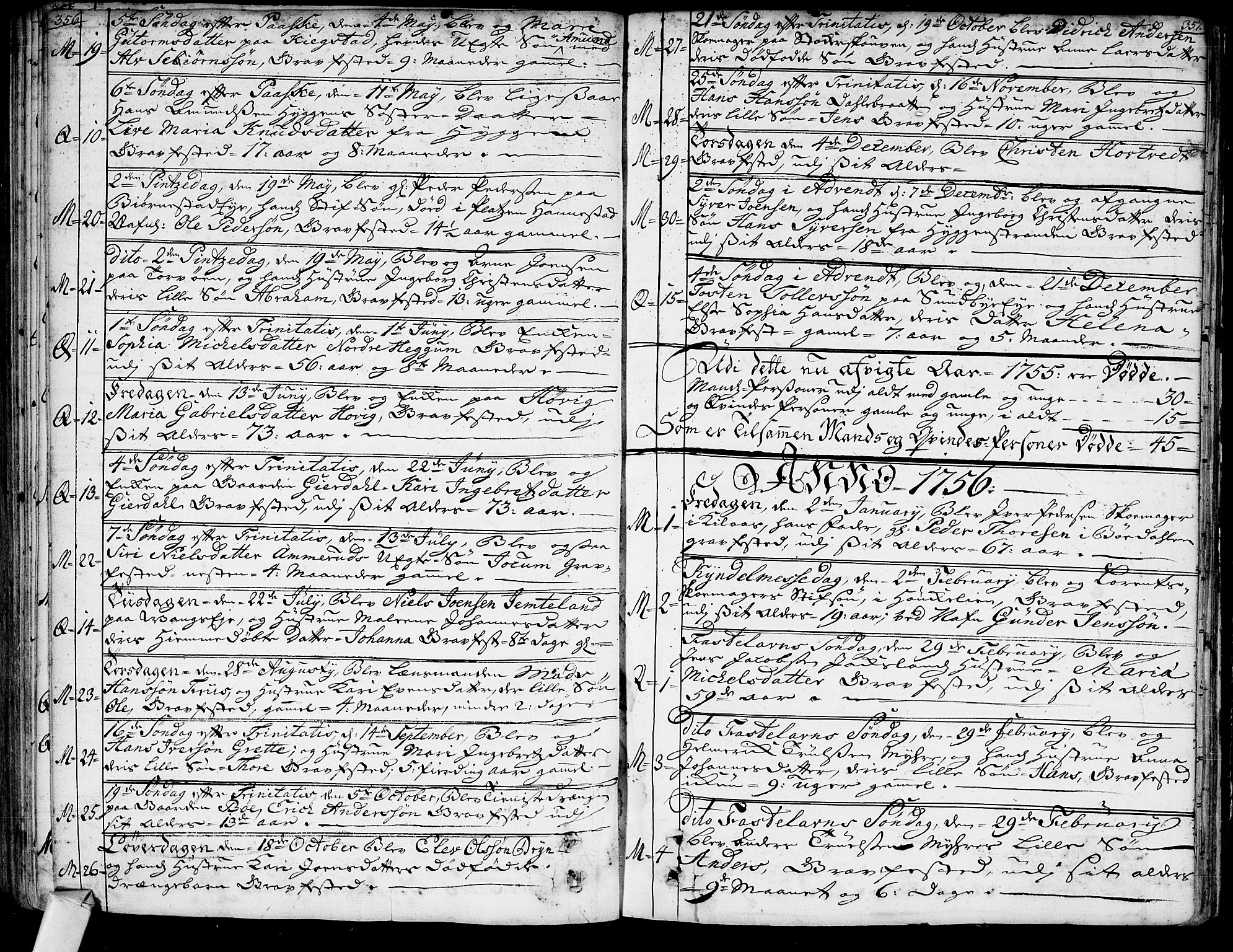 Røyken kirkebøker, SAKO/A-241/G/Ga/L0001: Klokkerbok nr. 1, 1740-1768, s. 356-357
