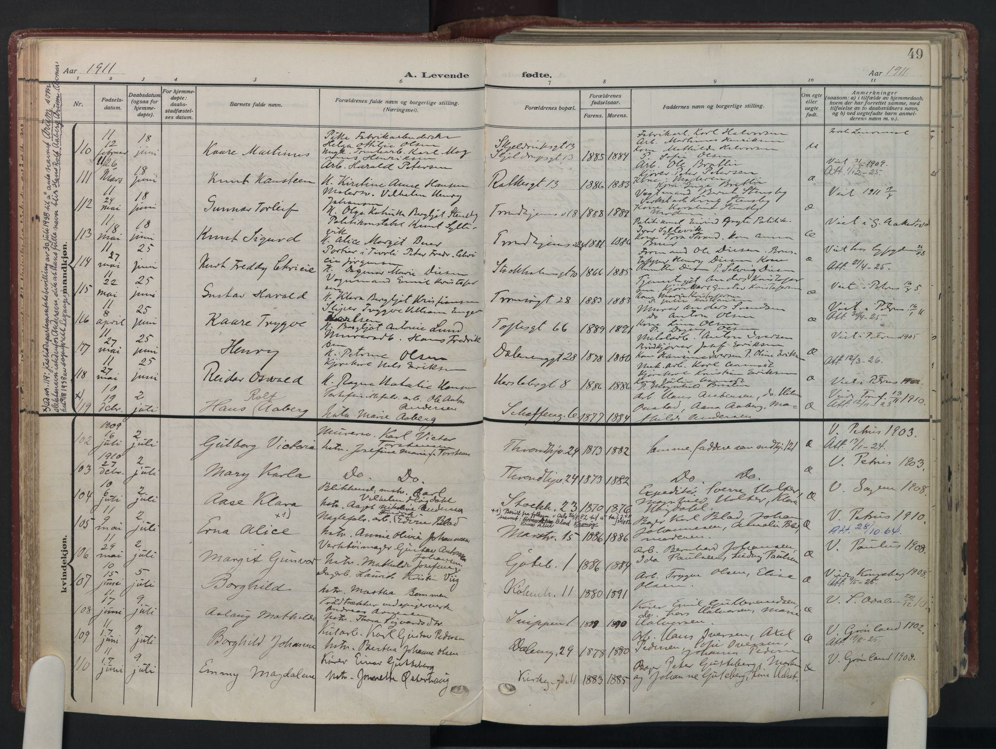 Petrus prestekontor Kirkebøker, AV/SAO-A-10872/F/Fa/L0012: Ministerialbok nr. 12, 1909-1936, s. 49