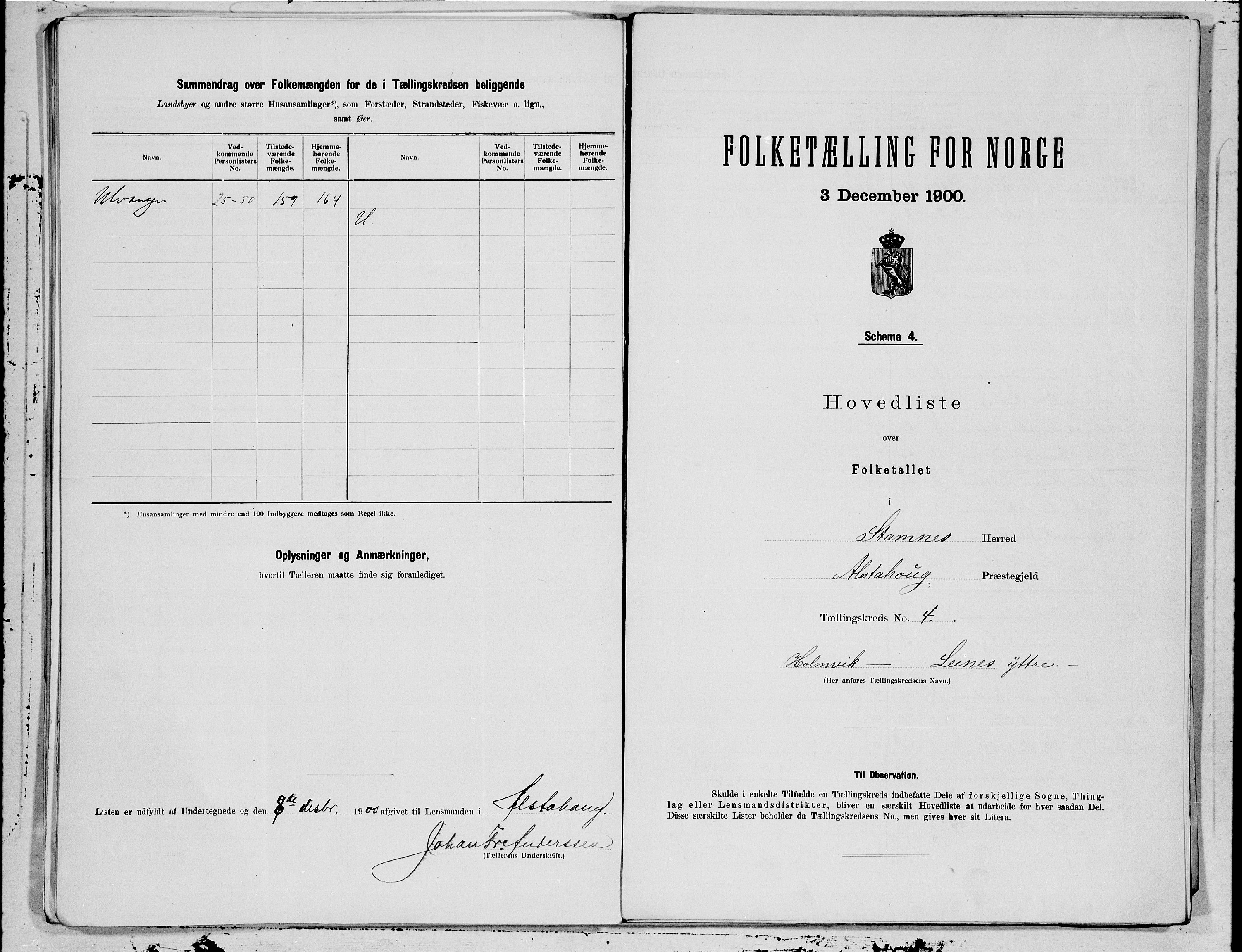 SAT, Folketelling 1900 for 1821 Stamnes herred, 1900, s. 8