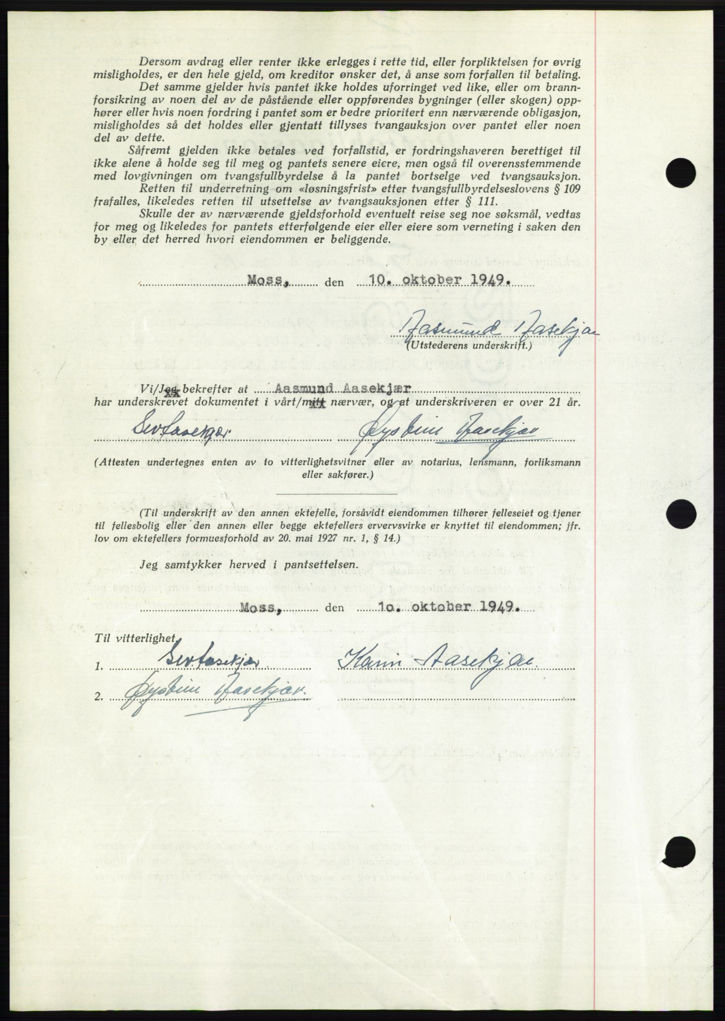 Moss sorenskriveri, SAO/A-10168: Pantebok nr. B23, 1949-1950, Dagboknr: 3203/1949
