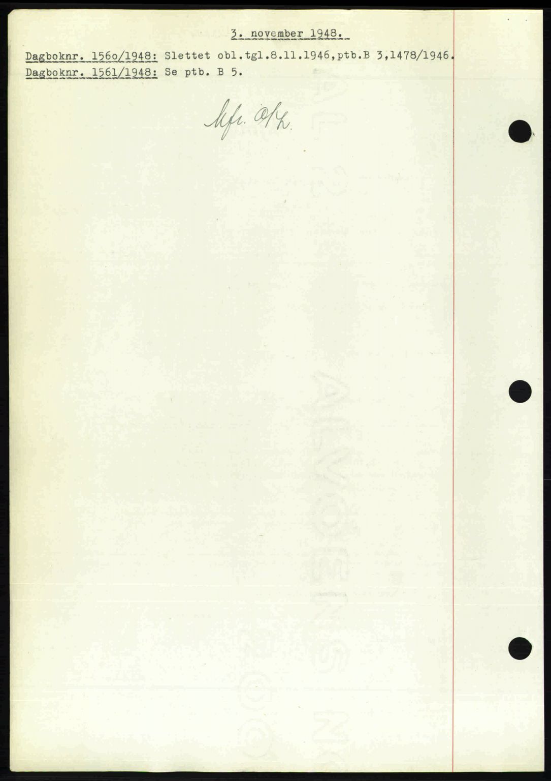 Nedenes sorenskriveri, AV/SAK-1221-0006/G/Gb/Gba/L0059: Pantebok nr. A11, 1948-1948, Dagboknr: 1560/1948
