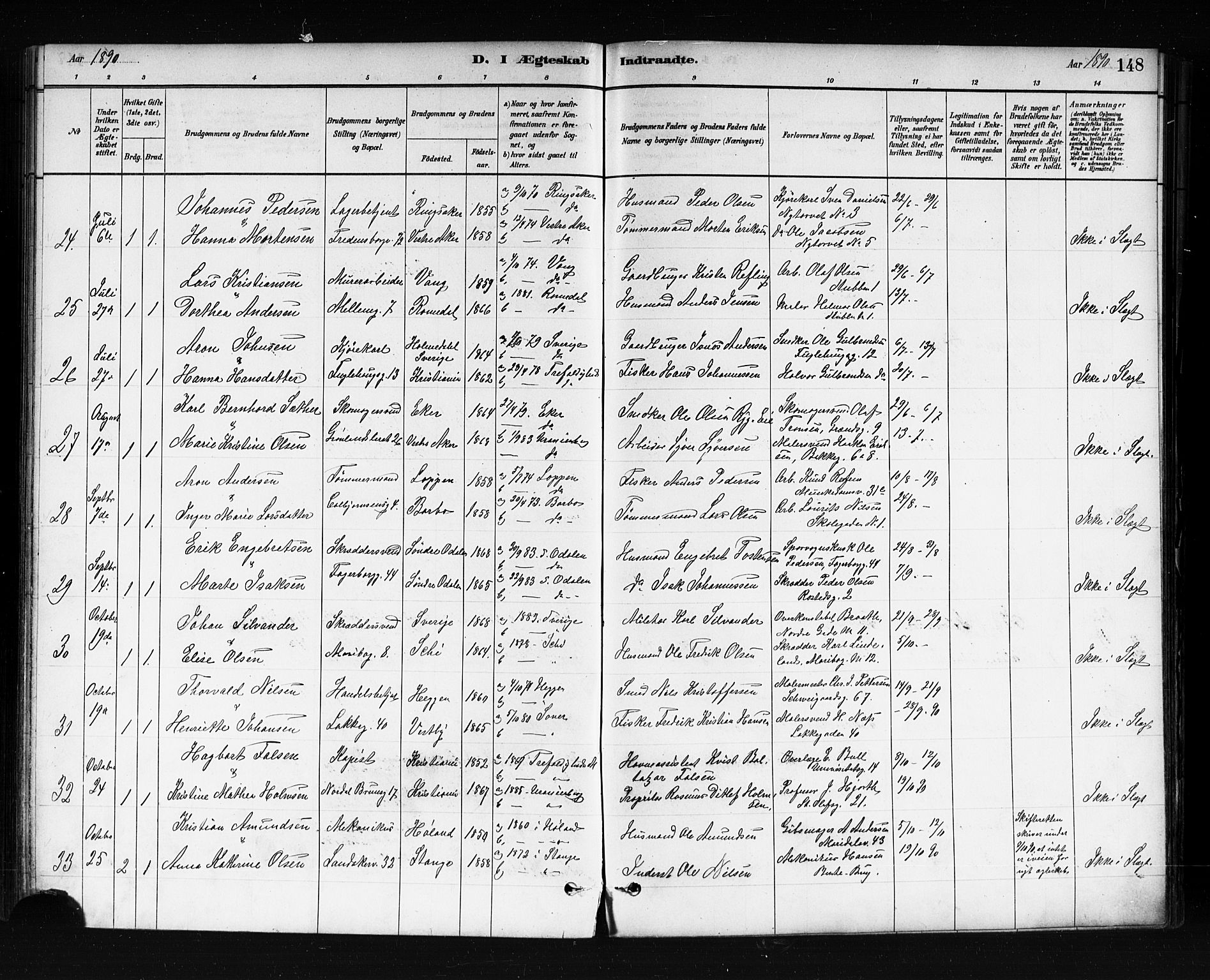 Uranienborg prestekontor Kirkebøker, AV/SAO-A-10877/F/Fa/L0002: Ministerialbok nr. I 2, 1880-1896, s. 148