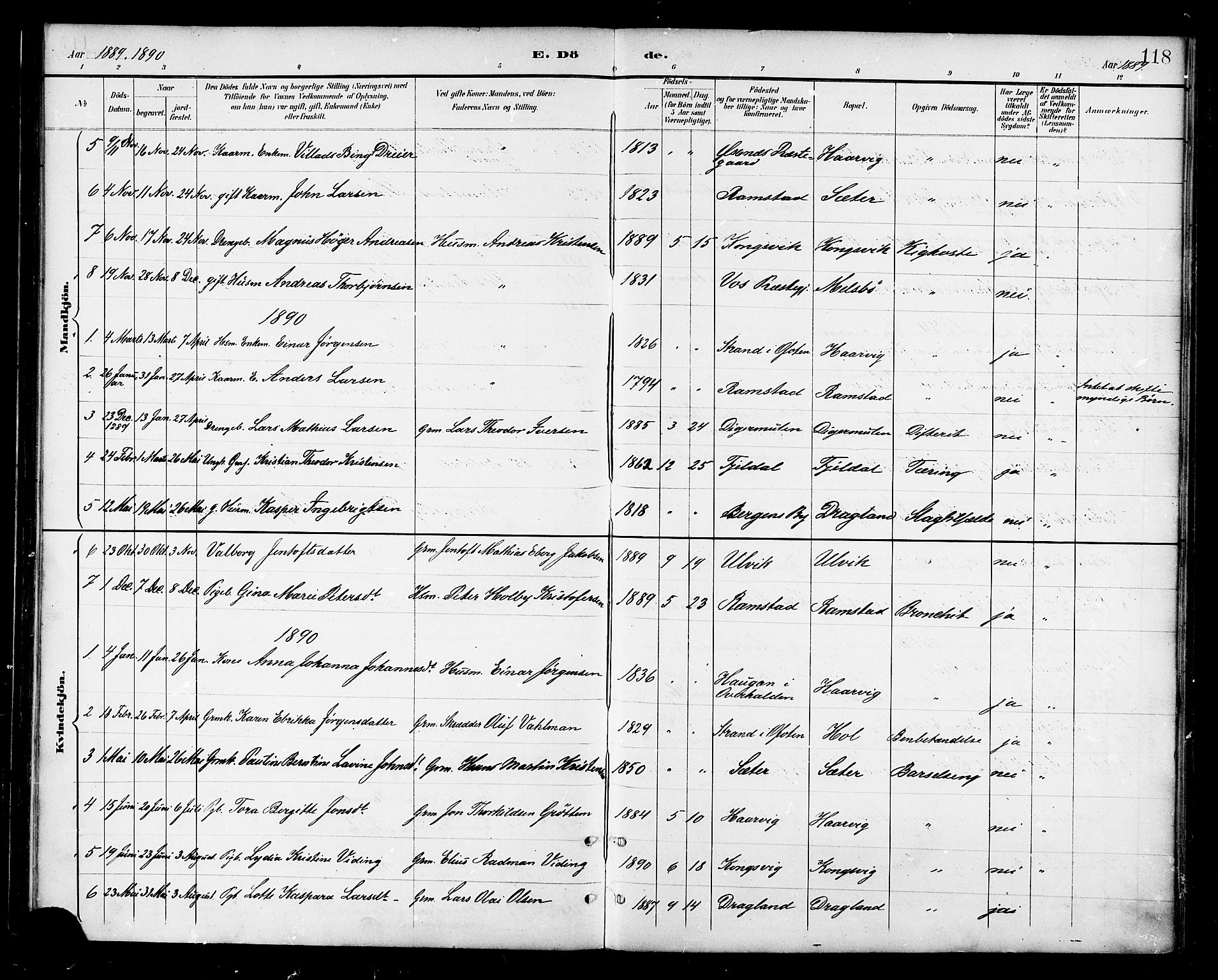 Ministerialprotokoller, klokkerbøker og fødselsregistre - Nordland, AV/SAT-A-1459/865/L0924: Ministerialbok nr. 865A02, 1885-1896, s. 118