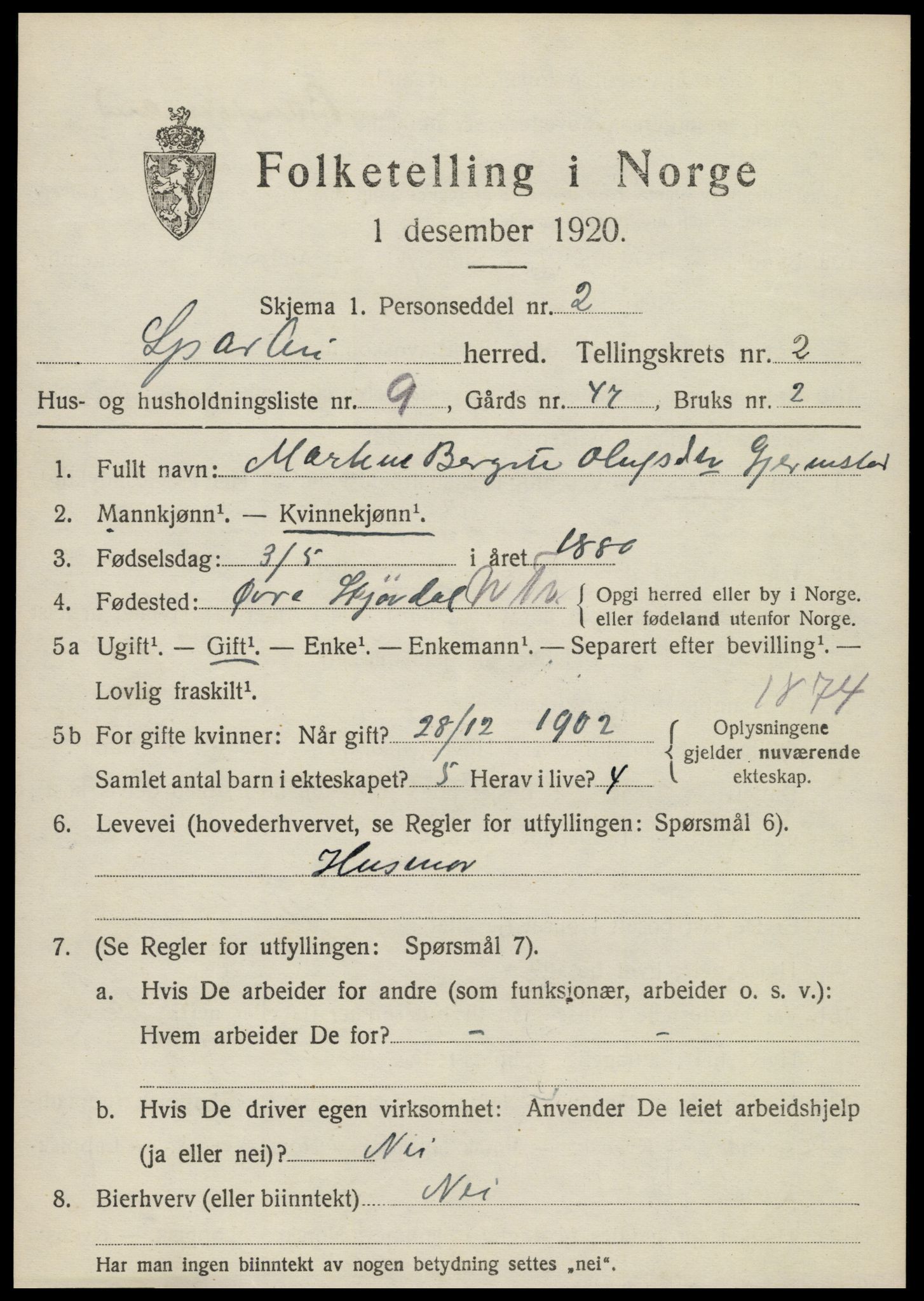SAT, Folketelling 1920 for 1731 Sparbu herred, 1920, s. 3333