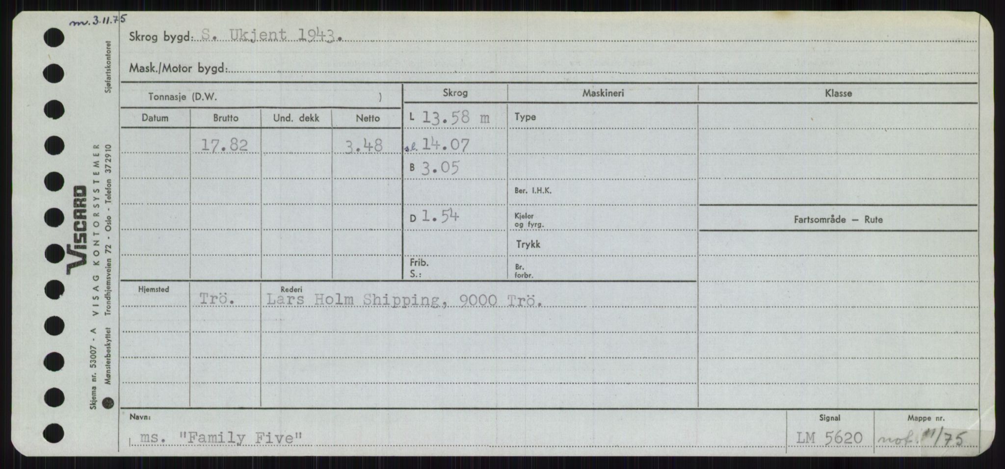 Sjøfartsdirektoratet med forløpere, Skipsmålingen, RA/S-1627/H/Ha/L0002/0001: Fartøy, Eik-Hill / Fartøy, Eik-F, s. 289