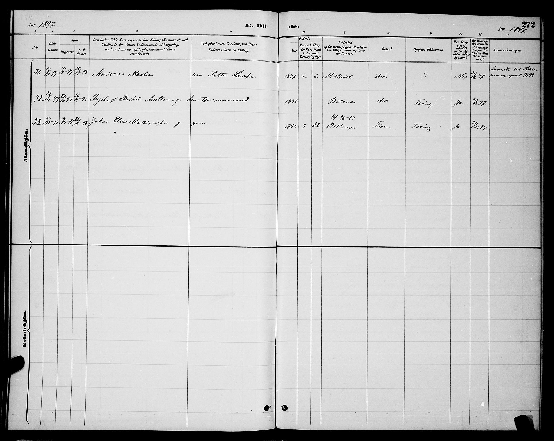 Ministerialprotokoller, klokkerbøker og fødselsregistre - Nordland, AV/SAT-A-1459/863/L0914: Klokkerbok nr. 863C04, 1886-1897, s. 272