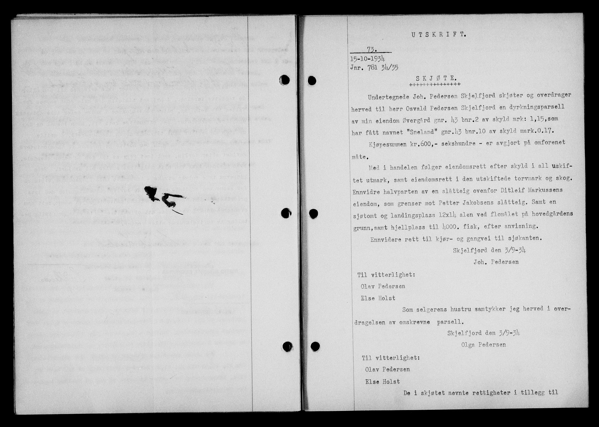 Lofoten sorenskriveri, SAT/A-0017/1/2/2C/L0030b: Pantebok nr. 30b, 1934-1934, Tingl.dato: 15.10.1934