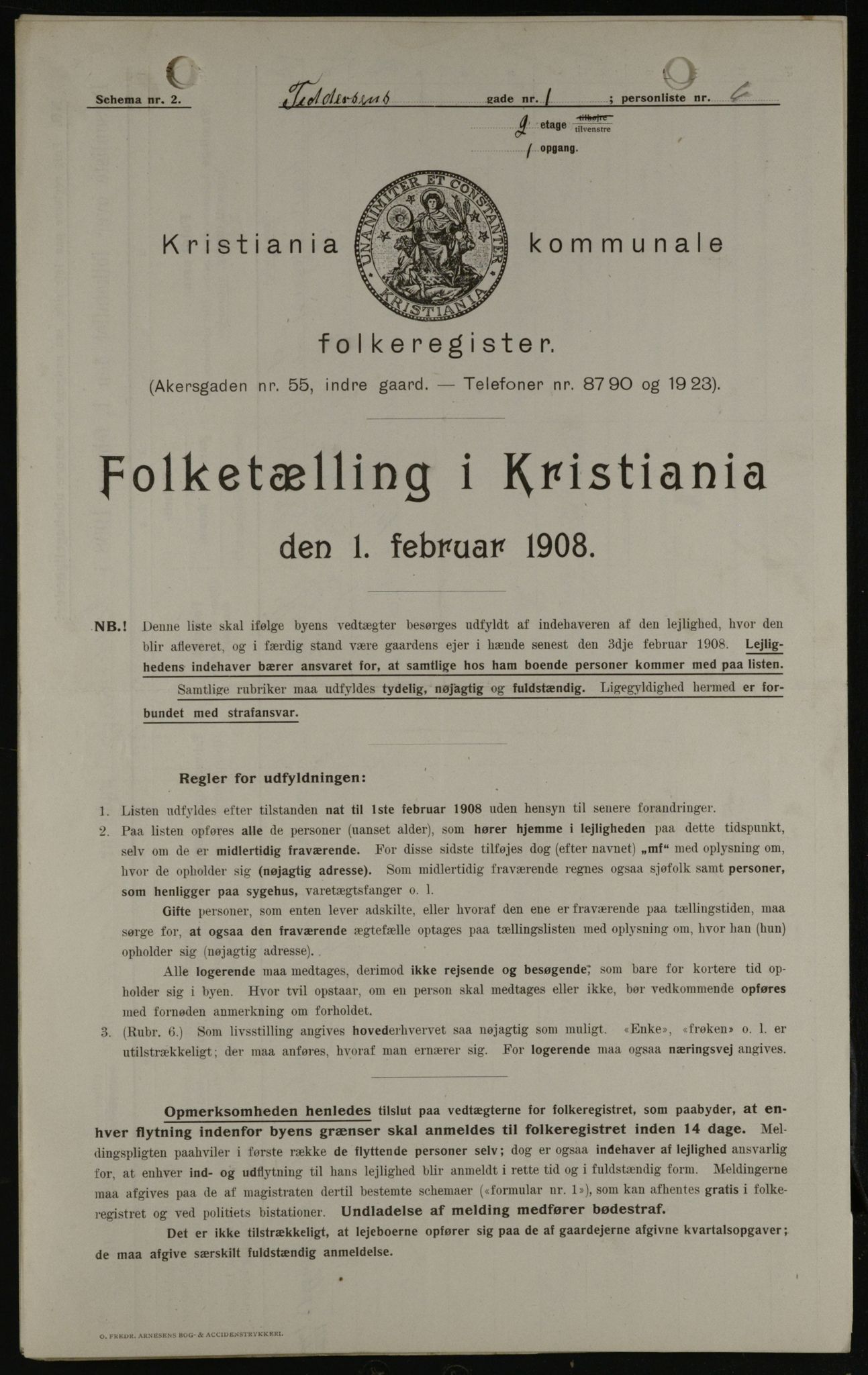 OBA, Kommunal folketelling 1.2.1908 for Kristiania kjøpstad, 1908, s. 21814