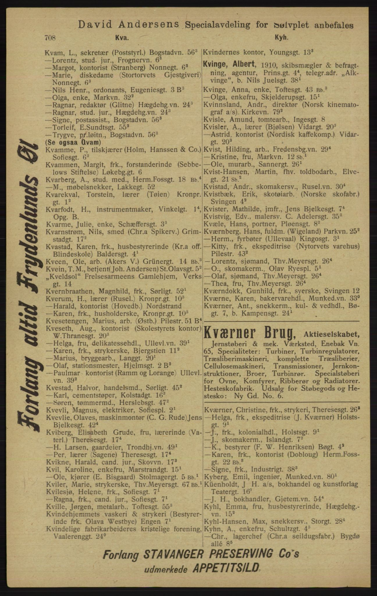Kristiania/Oslo adressebok, PUBL/-, 1913, s. 720
