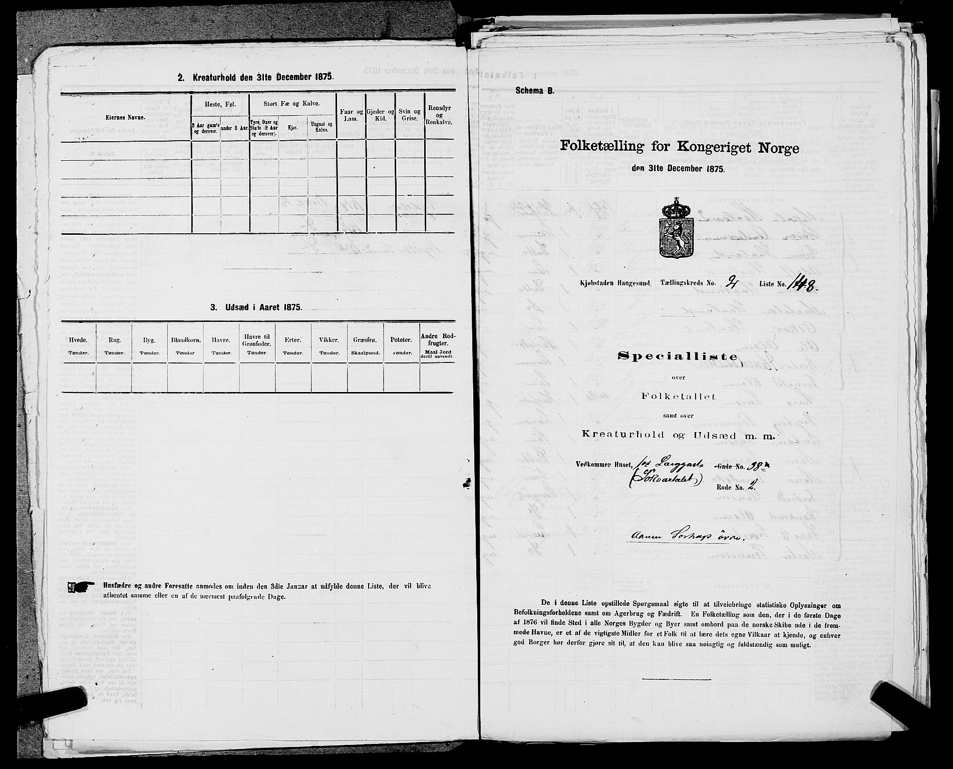 SAST, Folketelling 1875 for 1106B Torvastad prestegjeld, Haugesund kjøpstad, 1875, s. 345