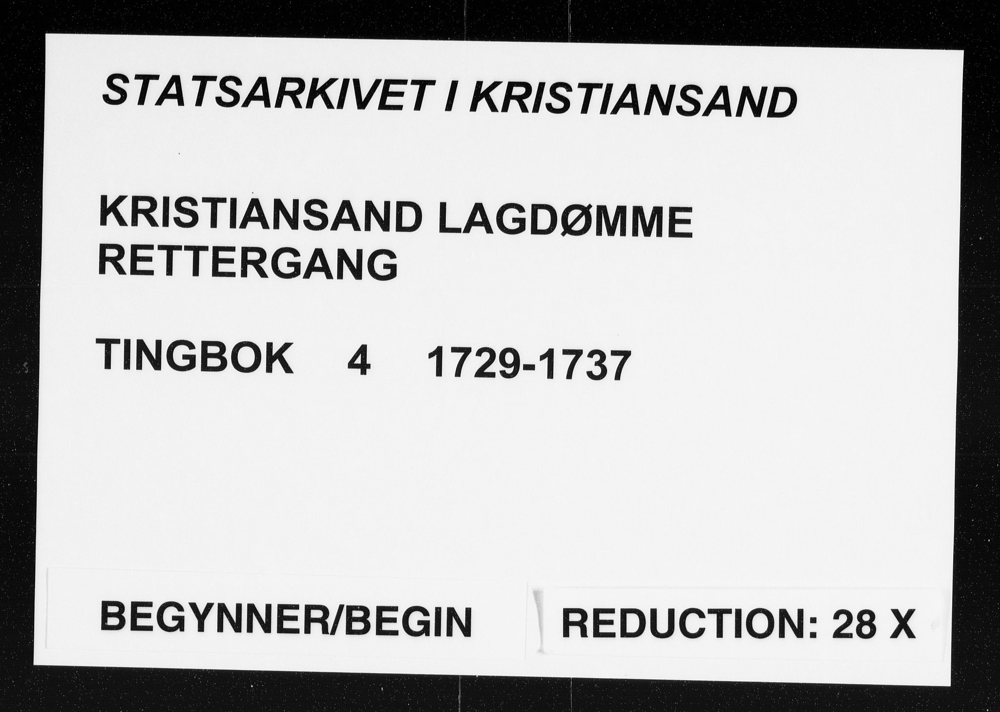 Kristiansand lagdømme, SAK/1232-0001/F/Fb/L0004: Tingbok med register, 1729-1737