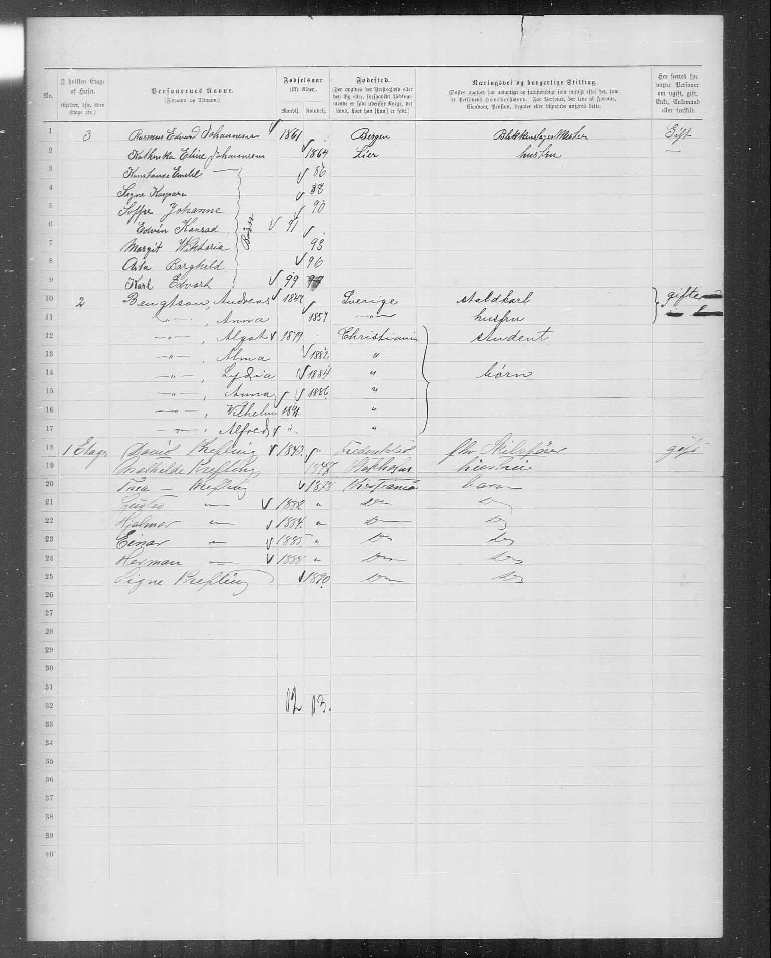 OBA, Kommunal folketelling 31.12.1899 for Kristiania kjøpstad, 1899, s. 8983