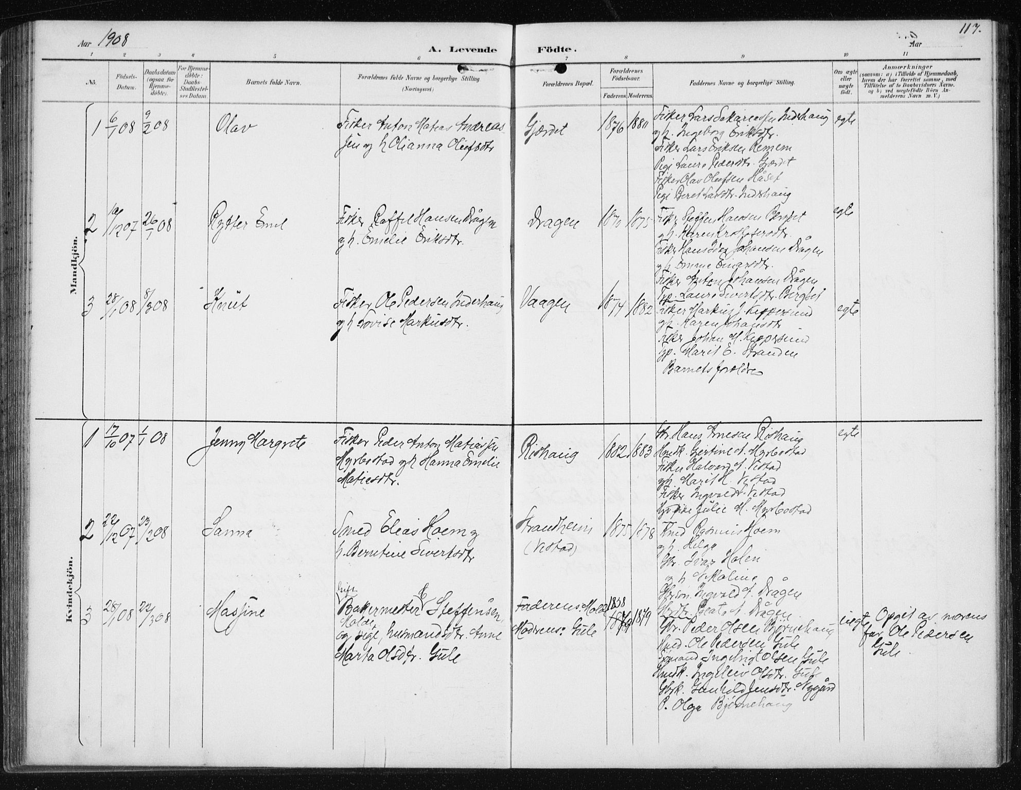 Ministerialprotokoller, klokkerbøker og fødselsregistre - Møre og Romsdal, SAT/A-1454/566/L0773: Klokkerbok nr. 566C02, 1892-1909, s. 117