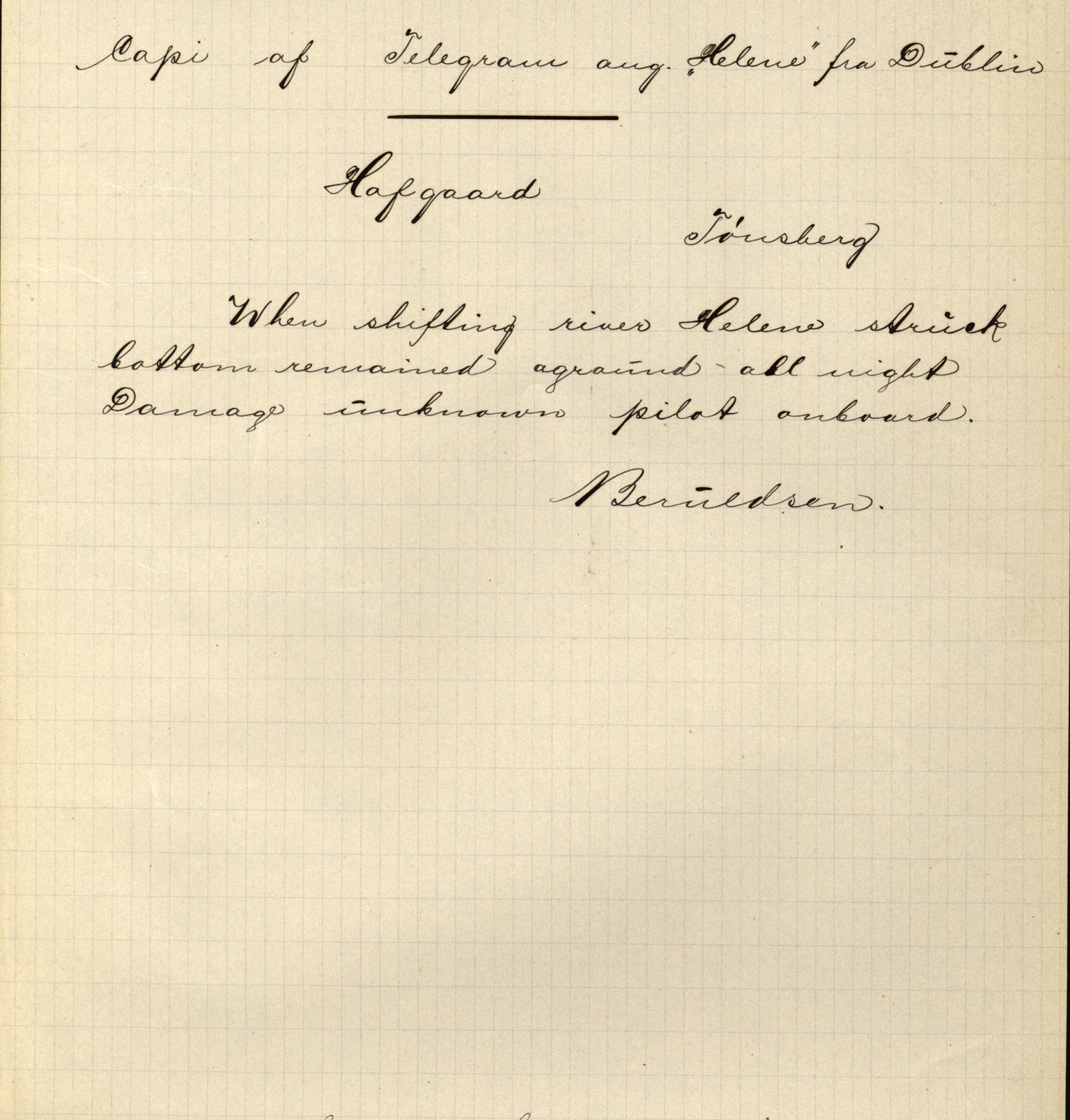 Pa 63 - Østlandske skibsassuranceforening, VEMU/A-1079/G/Ga/L0028/0004: Havaridokumenter / Hurtig, Helene, Hans Nielsen Hauge, Telefon, Zeppora, 1892, s. 5