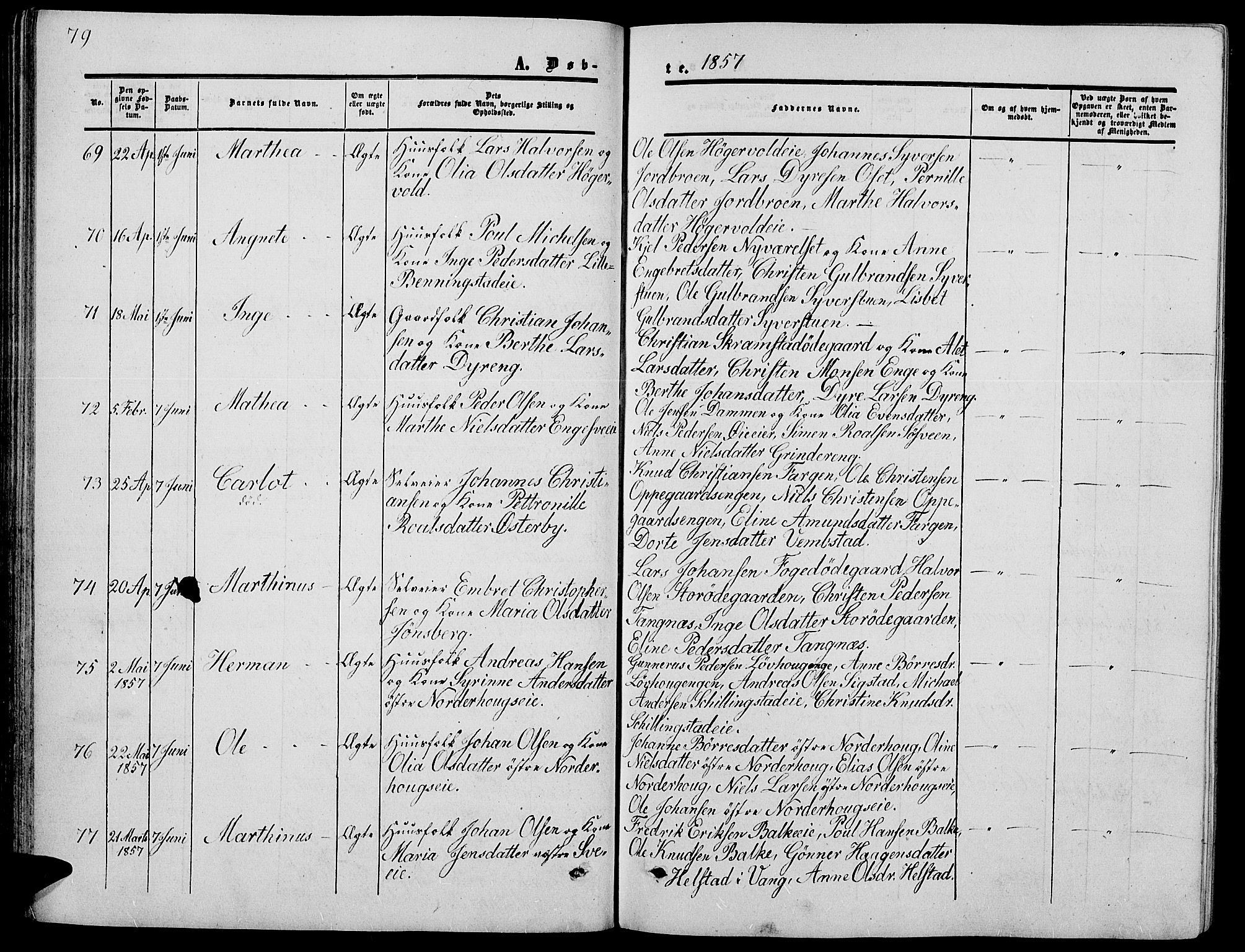 Løten prestekontor, AV/SAH-PREST-022/L/La/L0003: Klokkerbok nr. 3, 1850-1862, s. 79