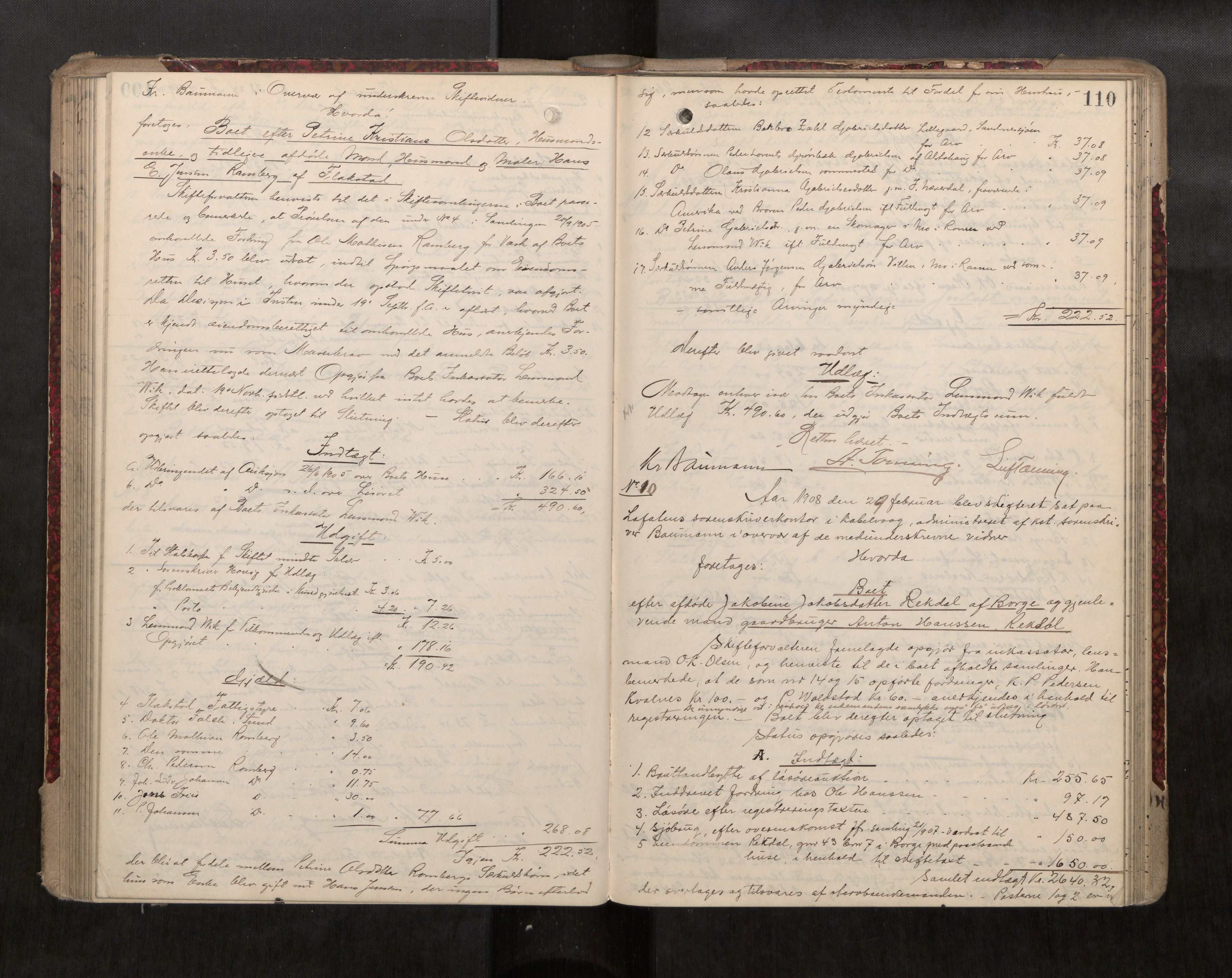 Lofoten sorenskriveri, AV/SAT-A-0017/1/3/3A/L0008: Skifteprotokoll, 1905-1910, s. 110