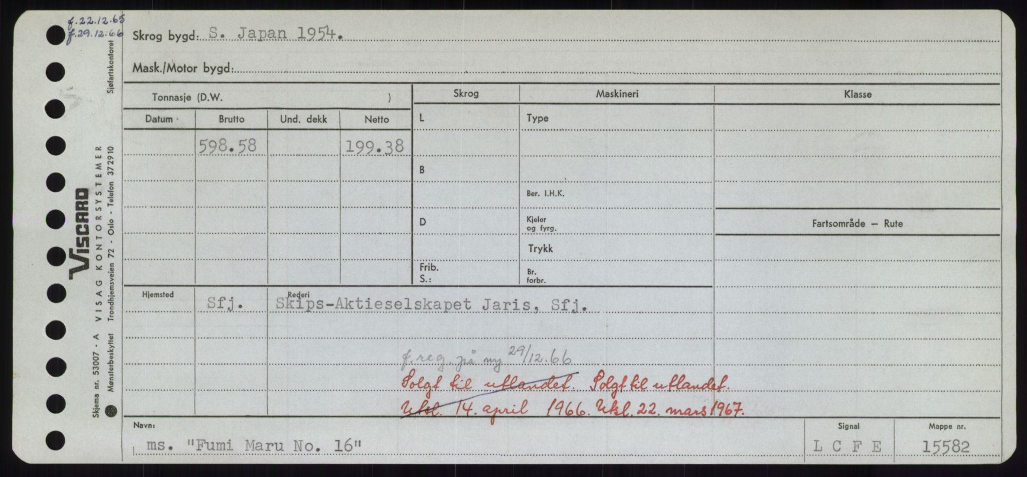 Sjøfartsdirektoratet med forløpere, Skipsmålingen, RA/S-1627/H/Hd/L0011: Fartøy, Fla-Får, s. 607