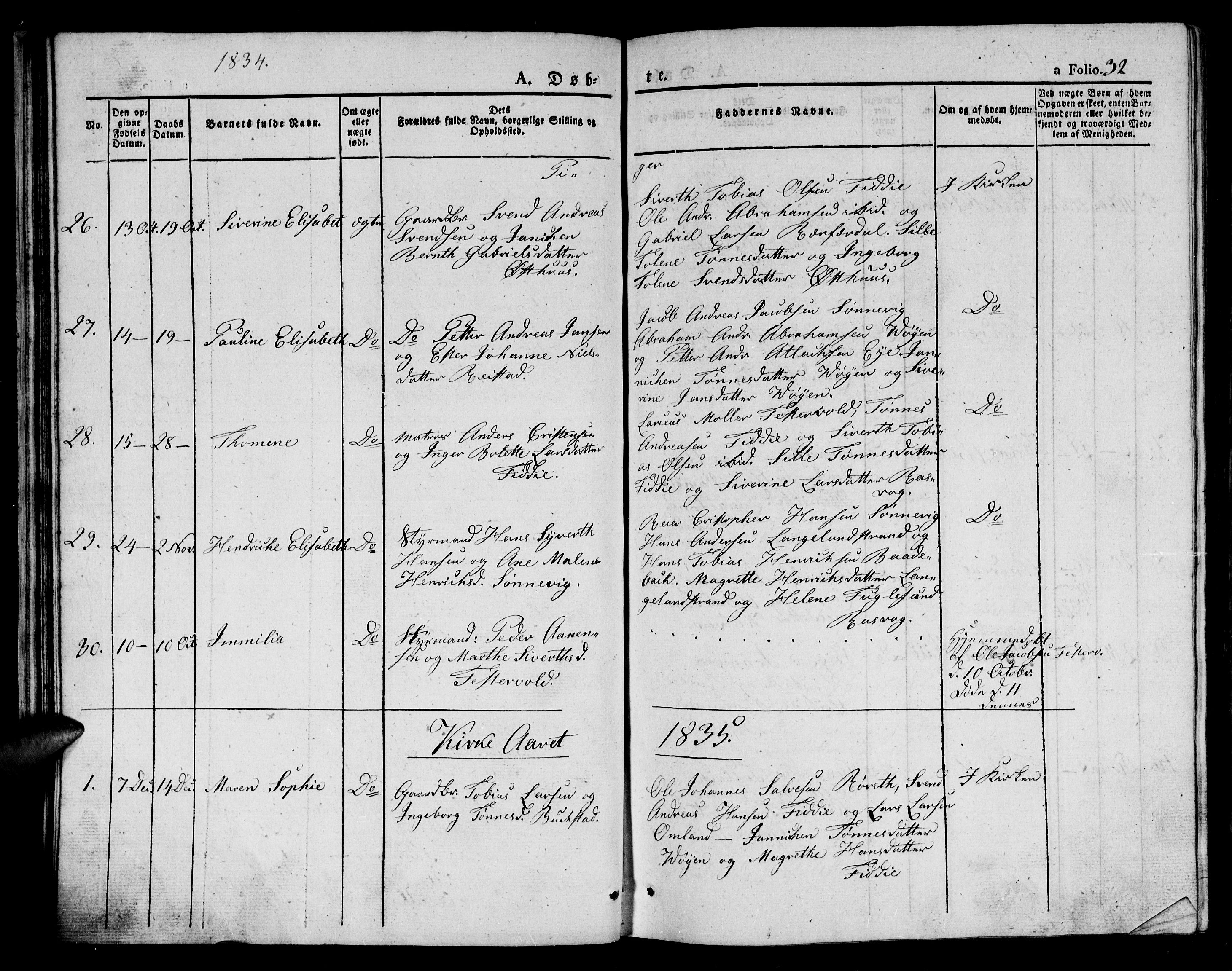 Flekkefjord sokneprestkontor, AV/SAK-1111-0012/F/Fb/Fbb/L0002: Klokkerbok nr. B 2a, 1831-1866, s. 32