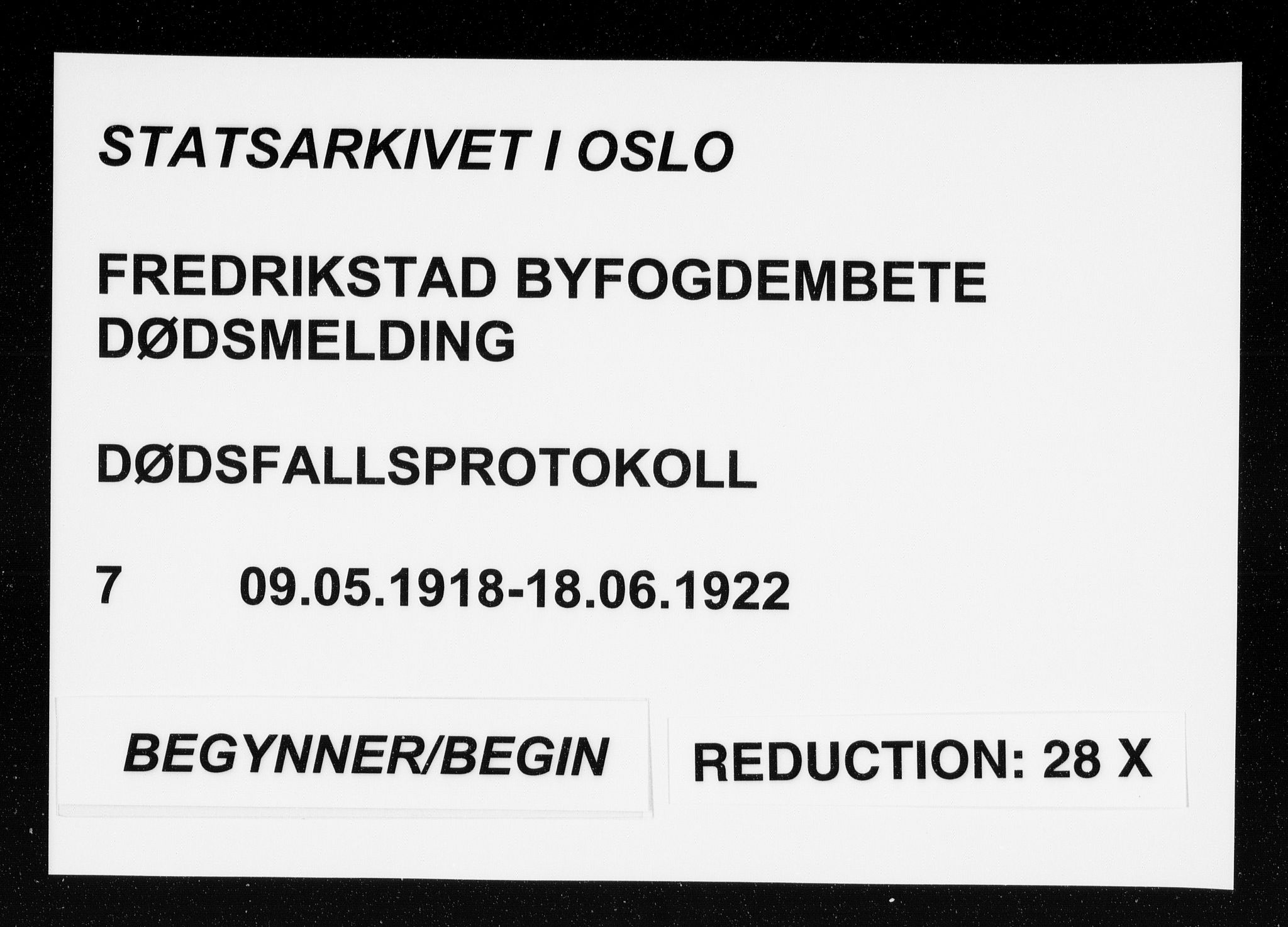Fredrikstad byfogd, SAO/A-10473a/H/Ha/Hab/L0007: Dødsfallsprotokoll, 1918-1922