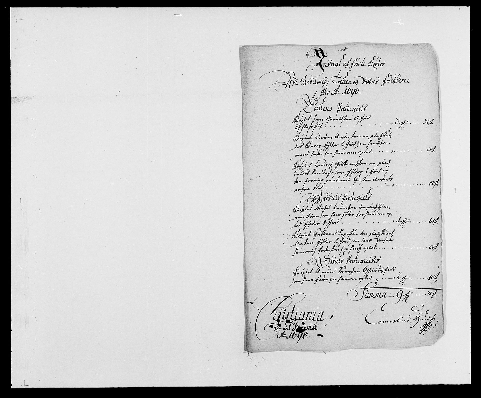 Rentekammeret inntil 1814, Reviderte regnskaper, Fogderegnskap, AV/RA-EA-4092/R18/L1289: Fogderegnskap Hadeland, Toten og Valdres, 1690, s. 64