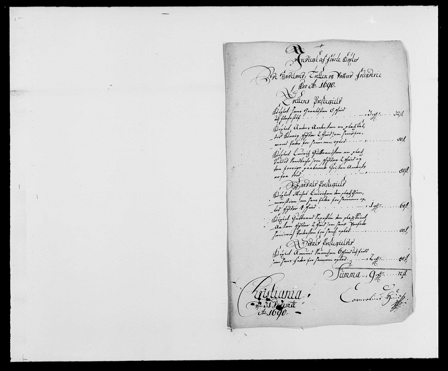 Rentekammeret inntil 1814, Reviderte regnskaper, Fogderegnskap, RA/EA-4092/R18/L1289: Fogderegnskap Hadeland, Toten og Valdres, 1690, s. 64