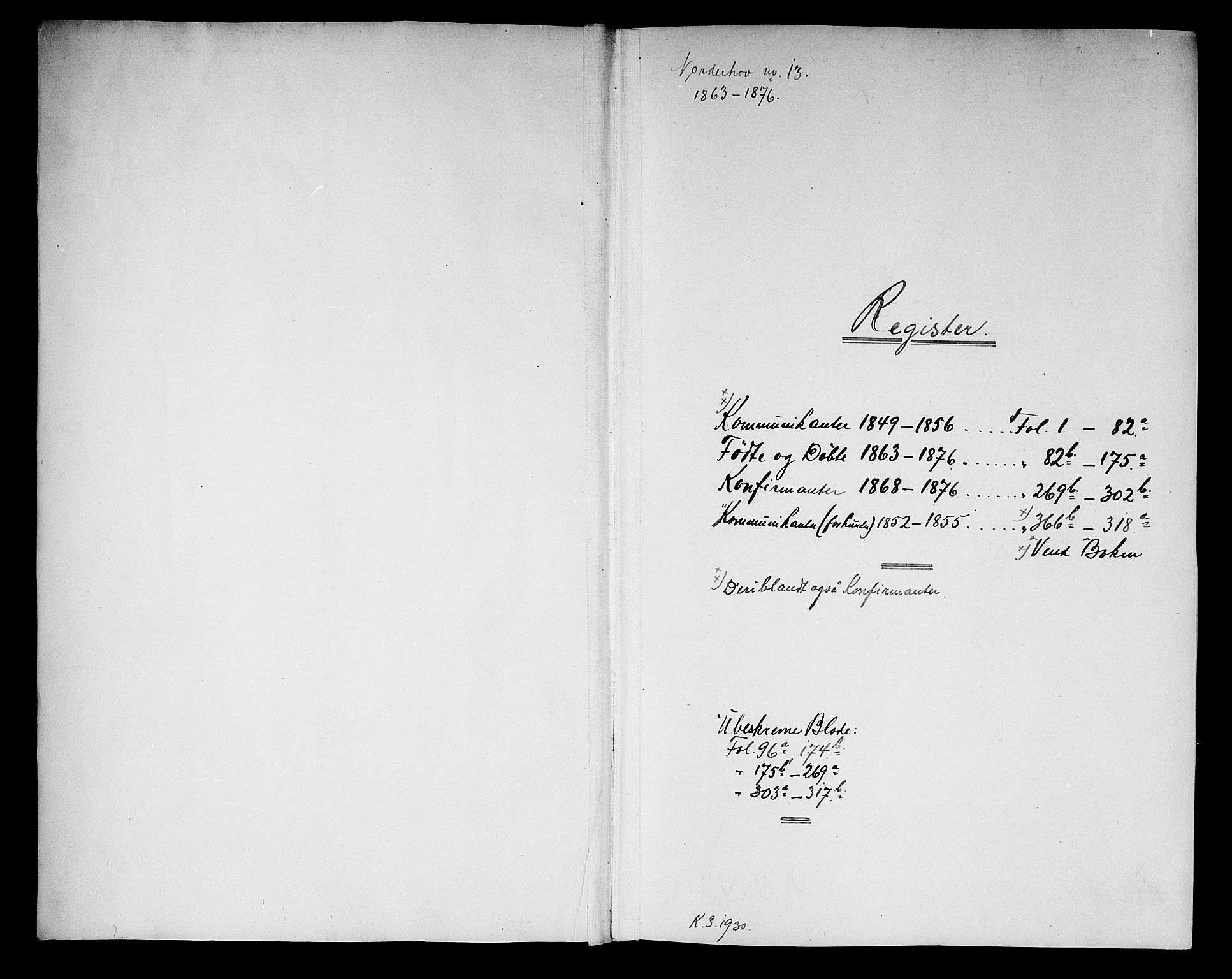 Norderhov kirkebøker, SAKO/A-237/G/Ga/L0006: Klokkerbok nr. I 6, 1849-1876