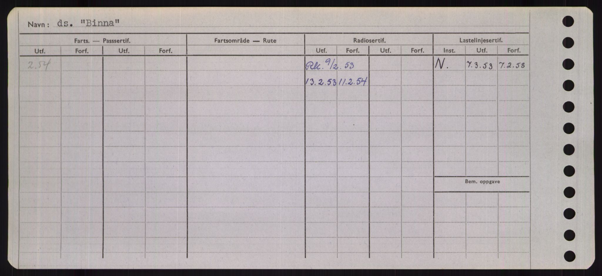 Sjøfartsdirektoratet med forløpere, Skipsmålingen, RA/S-1627/H/Hb/L0001: Fartøy, A-D, s. 256