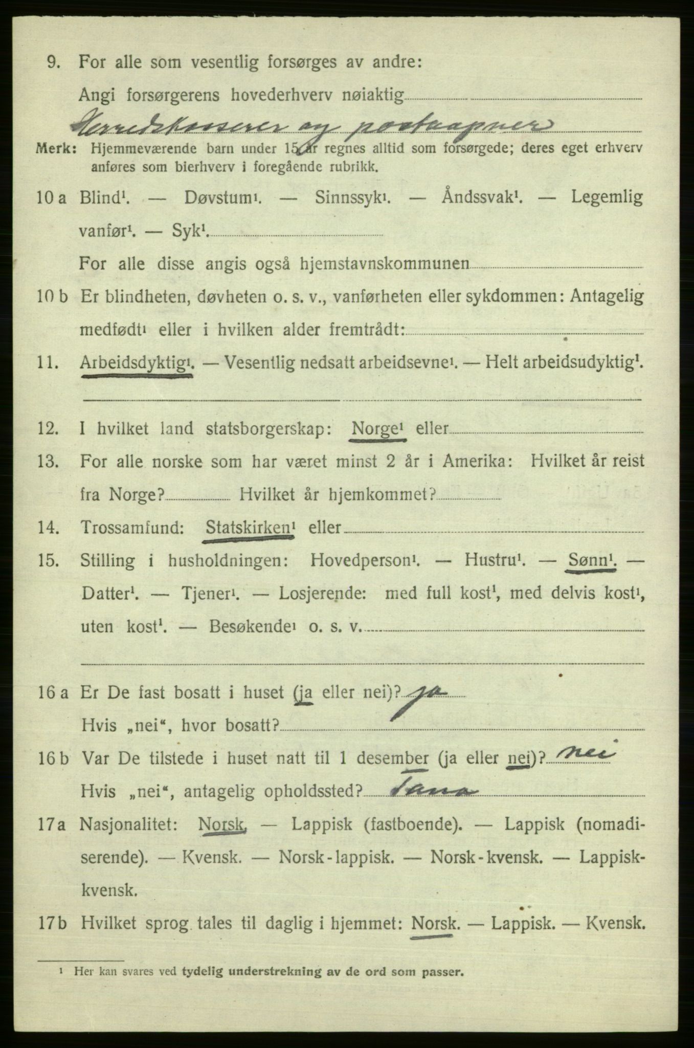 SATØ, Folketelling 1920 for 2023 Gamvik herred, 1920, s. 2039