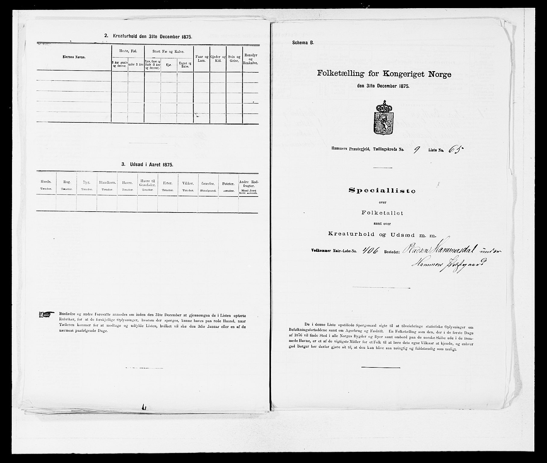 SAB, Folketelling 1875 for 1254P Hamre prestegjeld, 1875, s. 1289