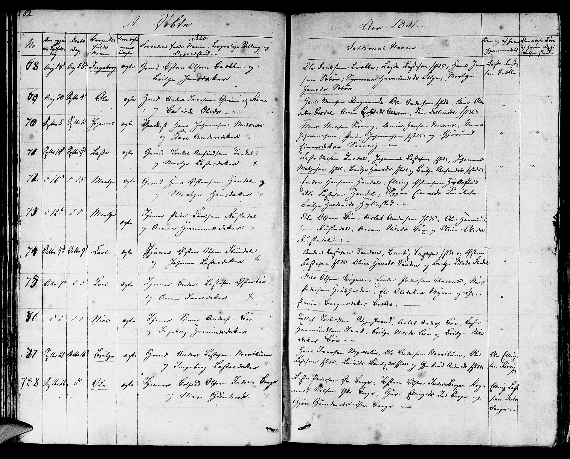 Lavik sokneprestembete, SAB/A-80901: Ministerialbok nr. A 2I, 1821-1842, s. 82