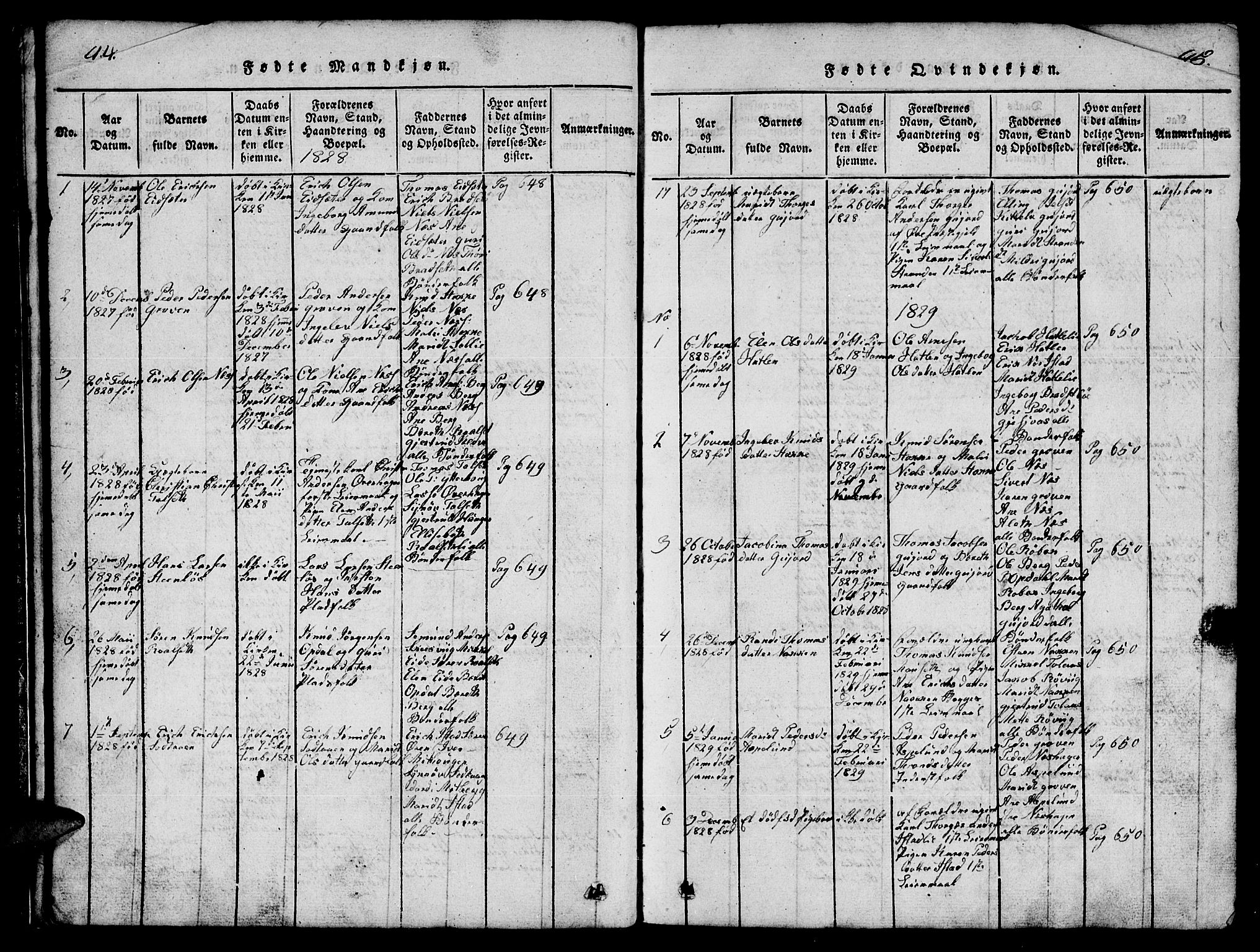 Ministerialprotokoller, klokkerbøker og fødselsregistre - Møre og Romsdal, AV/SAT-A-1454/557/L0683: Klokkerbok nr. 557C01, 1818-1862, s. 44-45