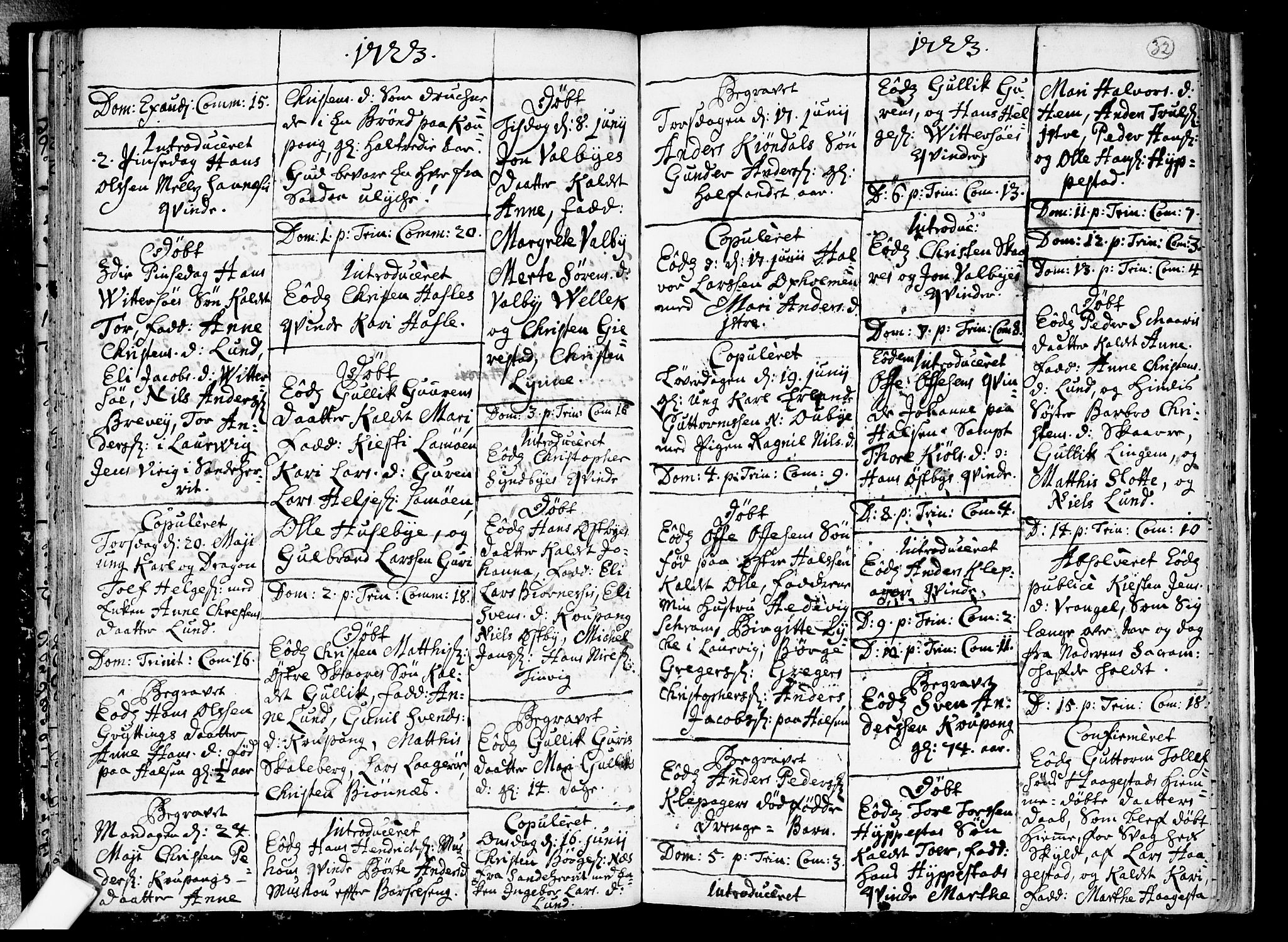 Tjølling kirkebøker, AV/SAKO-A-60/F/Fa/L0002: Ministerialbok nr. 2, 1716-1734, s. 32
