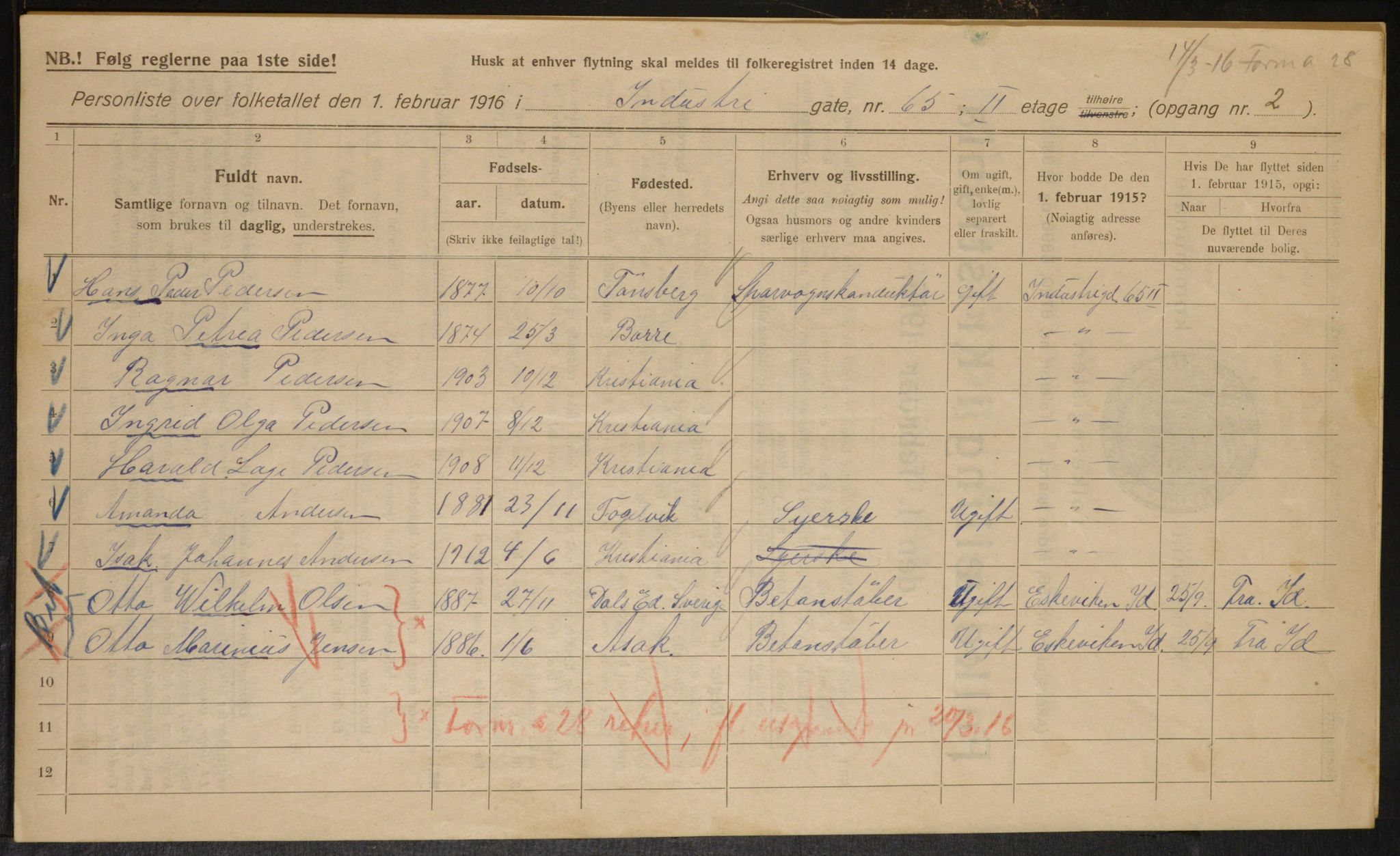 OBA, Kommunal folketelling 1.2.1916 for Kristiania, 1916, s. 44663