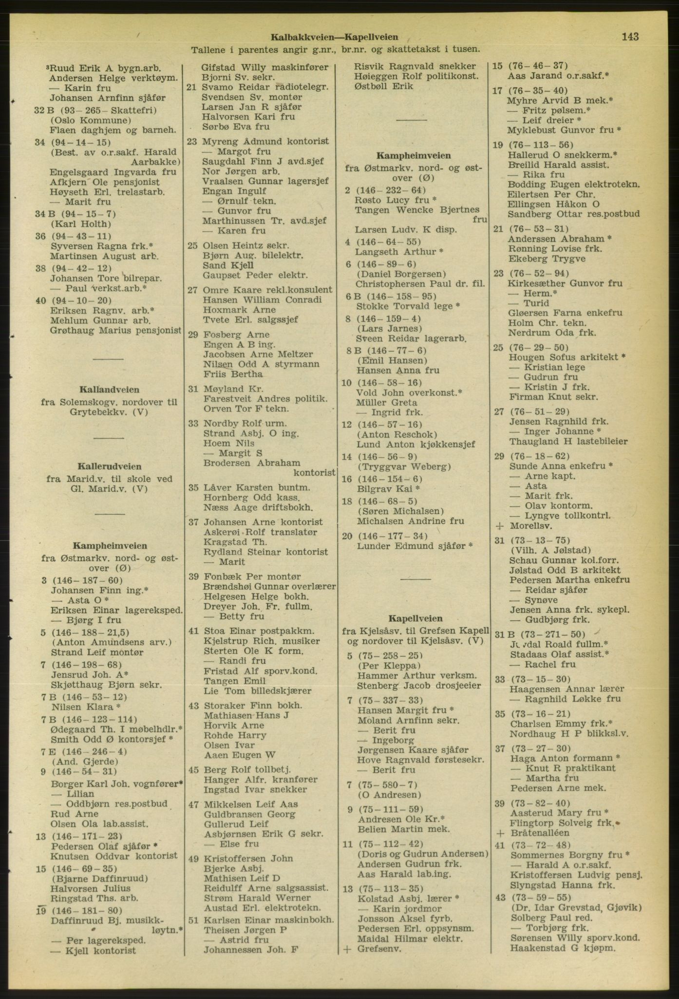 Kristiania/Oslo adressebok, PUBL/-, 1956-1957, s. 143