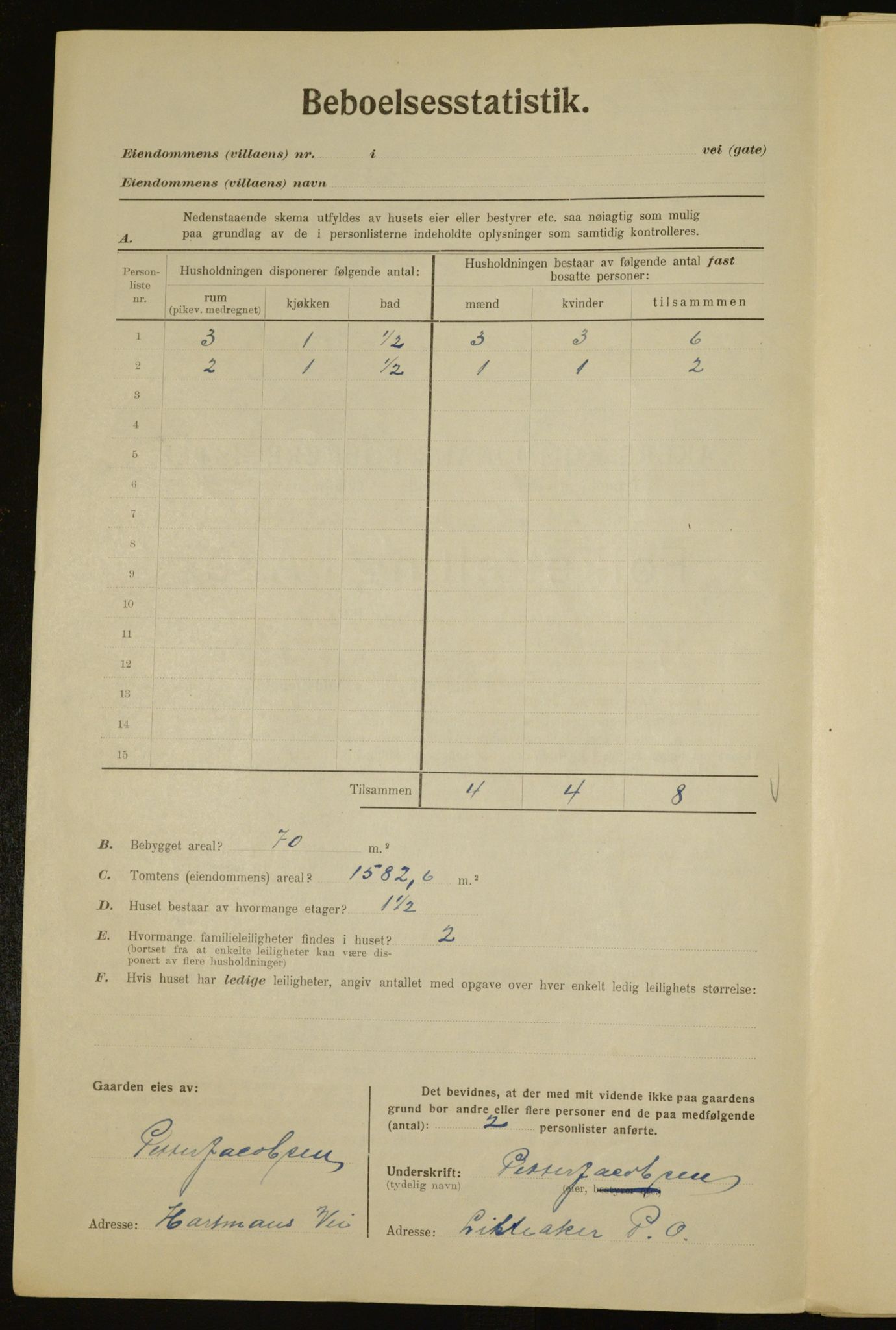 , Kommunal folketelling 1.12.1923 for Aker, 1923, s. 7014