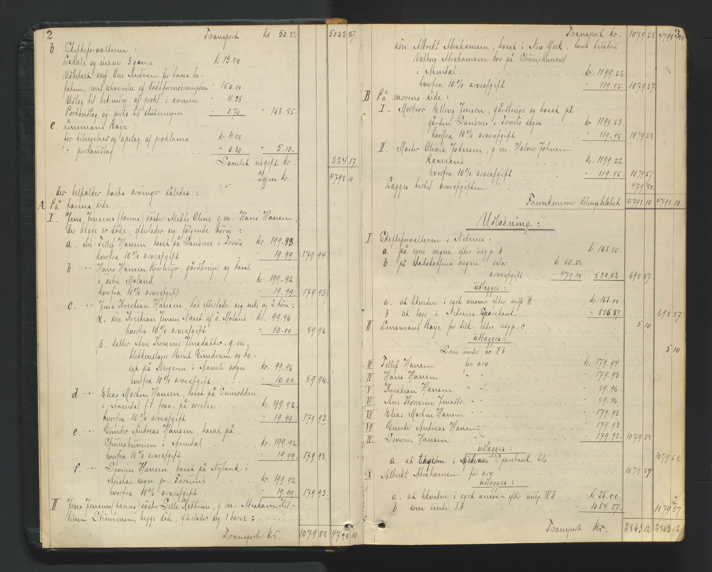 Nedenes sorenskriveri, AV/SAK-1221-0006/H/Hc/L0020: Skifteutlodningsprotokoll nr 6 med register, 1904-1913, s. 2-3