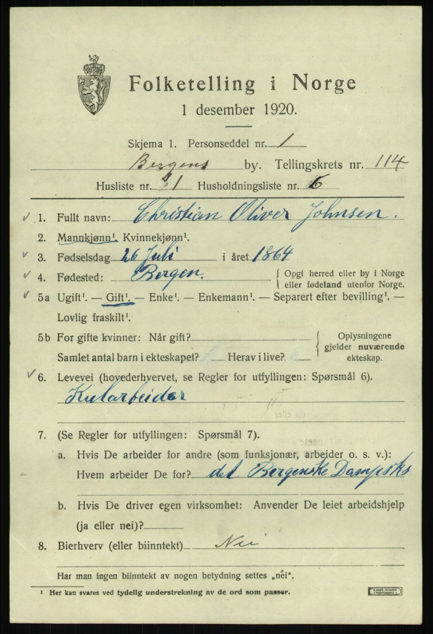 SAB, Folketelling 1920 for 1301 Bergen kjøpstad, 1920, s. 194015