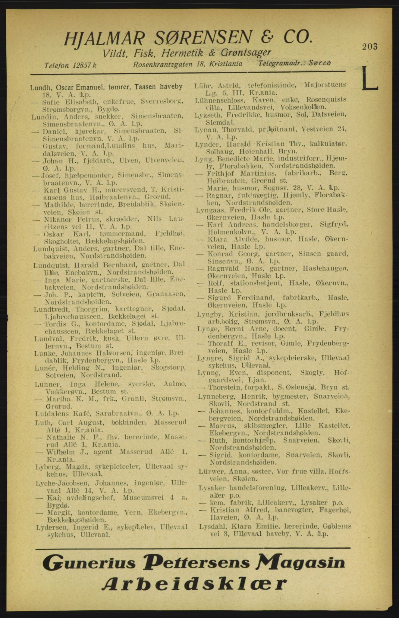 Aker adressebok/adressekalender, PUBL/001/A/002: Akers adressekalender, 1922, s. 203