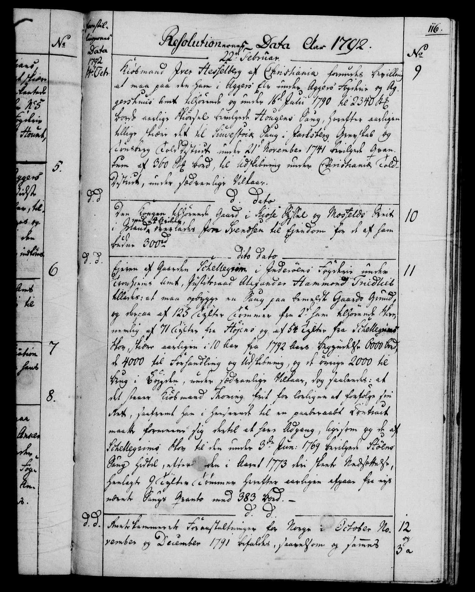 Rentekammeret, Kammerkanselliet, RA/EA-3111/G/Gf/Gfb/L0013: Register til norske relasjons- og resolusjonsprotokoller (merket RK 52.108), 1786-1793, s. 1116a