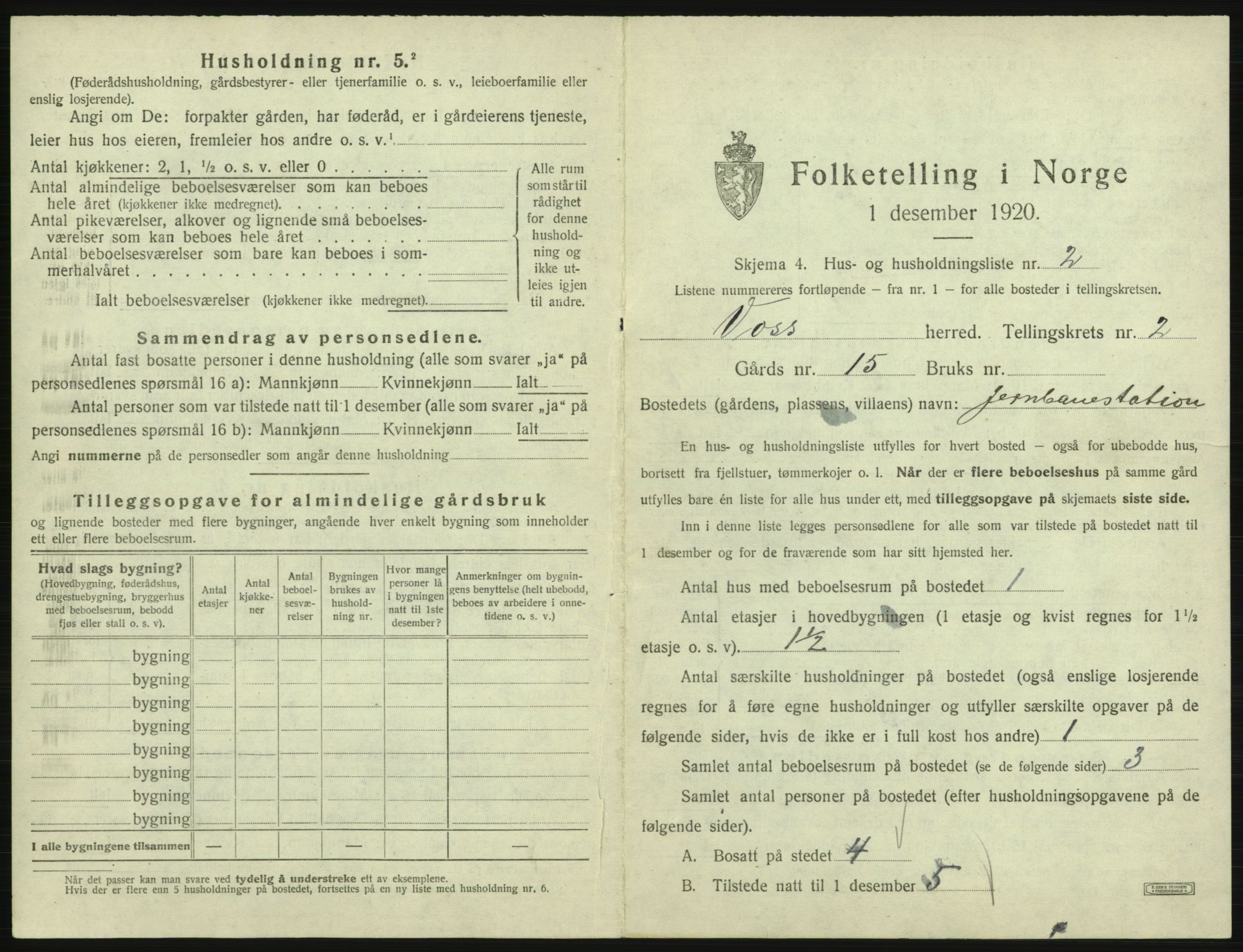 SAB, Folketelling 1920 for 1235 Voss herred, 1920, s. 227