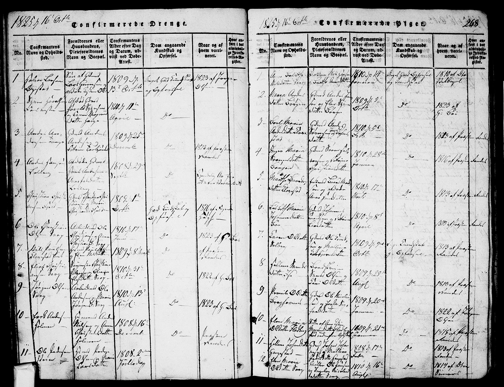 Skjeberg prestekontor Kirkebøker, AV/SAO-A-10923/G/Ga/L0001: Klokkerbok nr. I 1, 1815-1830, s. 268