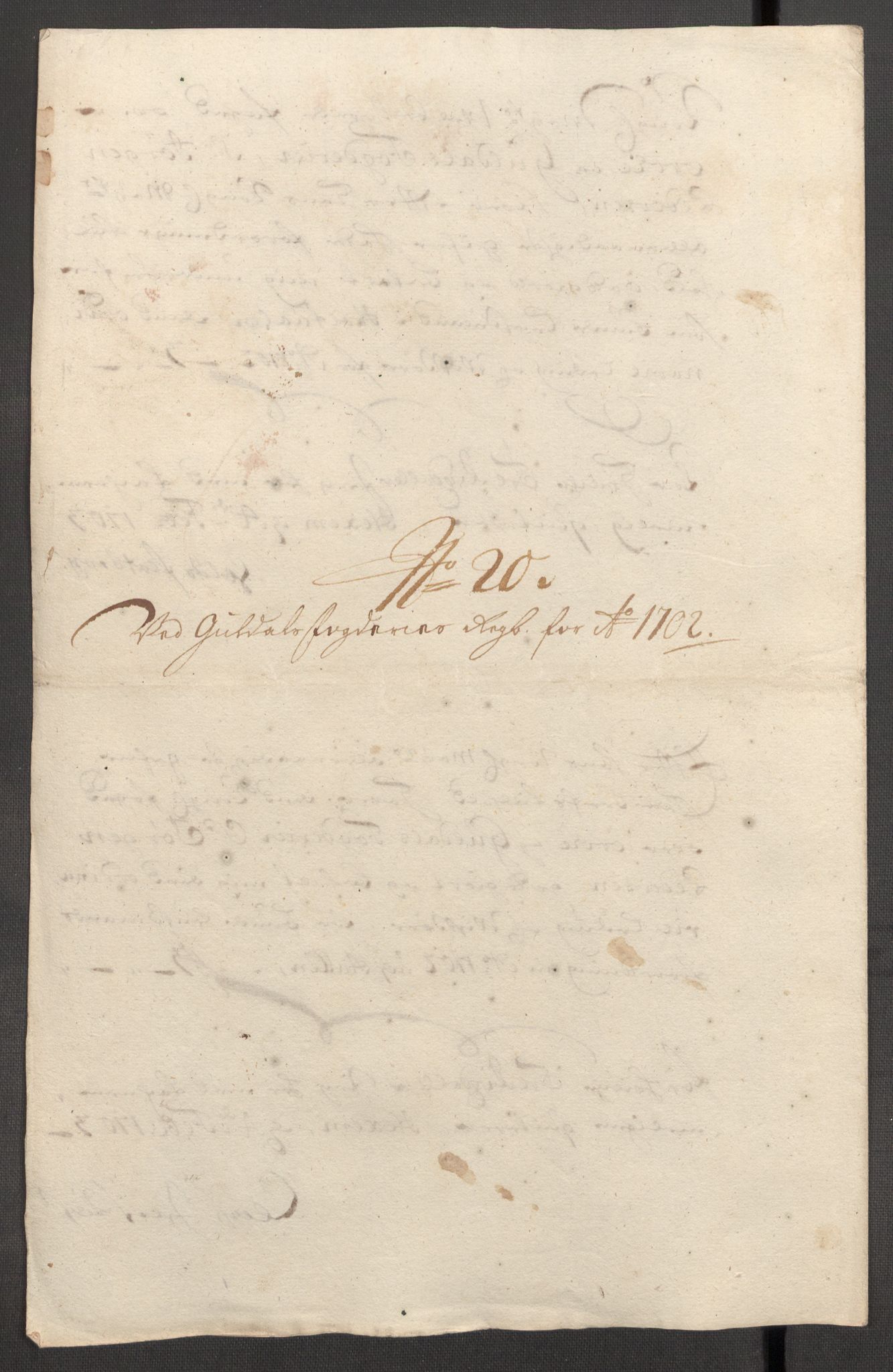 Rentekammeret inntil 1814, Reviderte regnskaper, Fogderegnskap, RA/EA-4092/R60/L3952: Fogderegnskap Orkdal og Gauldal, 1702, s. 353