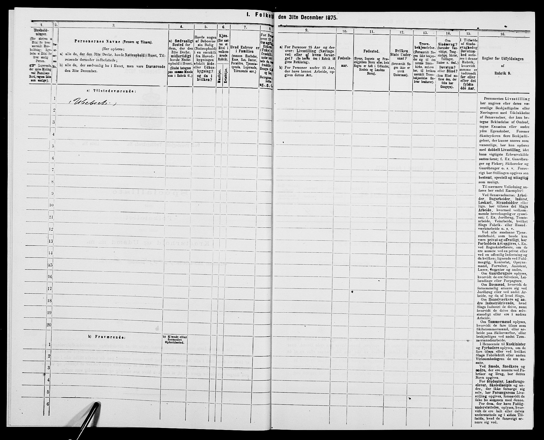 SAK, Folketelling 1875 for 0929P Åmli prestegjeld, 1875, s. 119