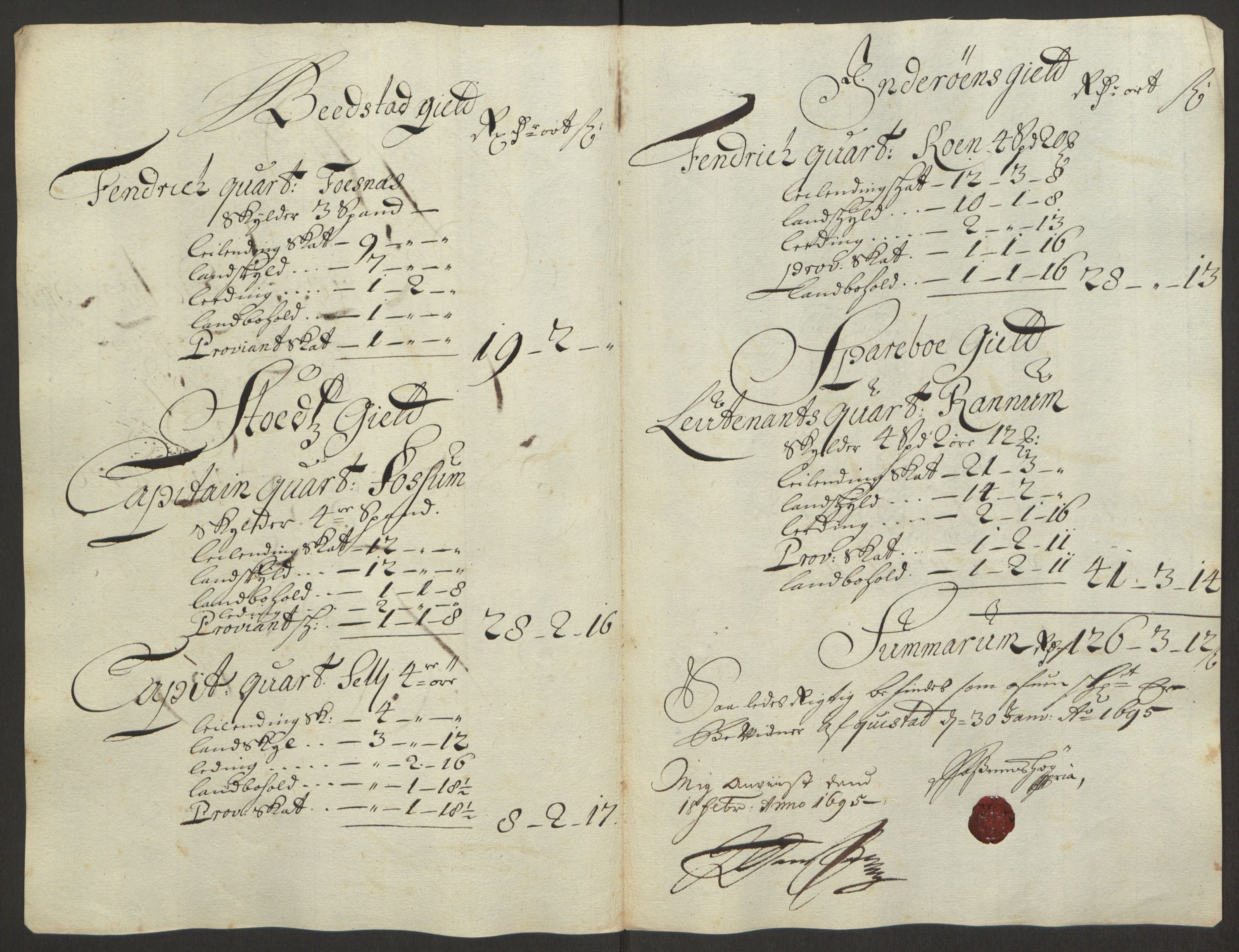 Rentekammeret inntil 1814, Reviderte regnskaper, Fogderegnskap, RA/EA-4092/R63/L4308: Fogderegnskap Inderøy, 1692-1694, s. 618