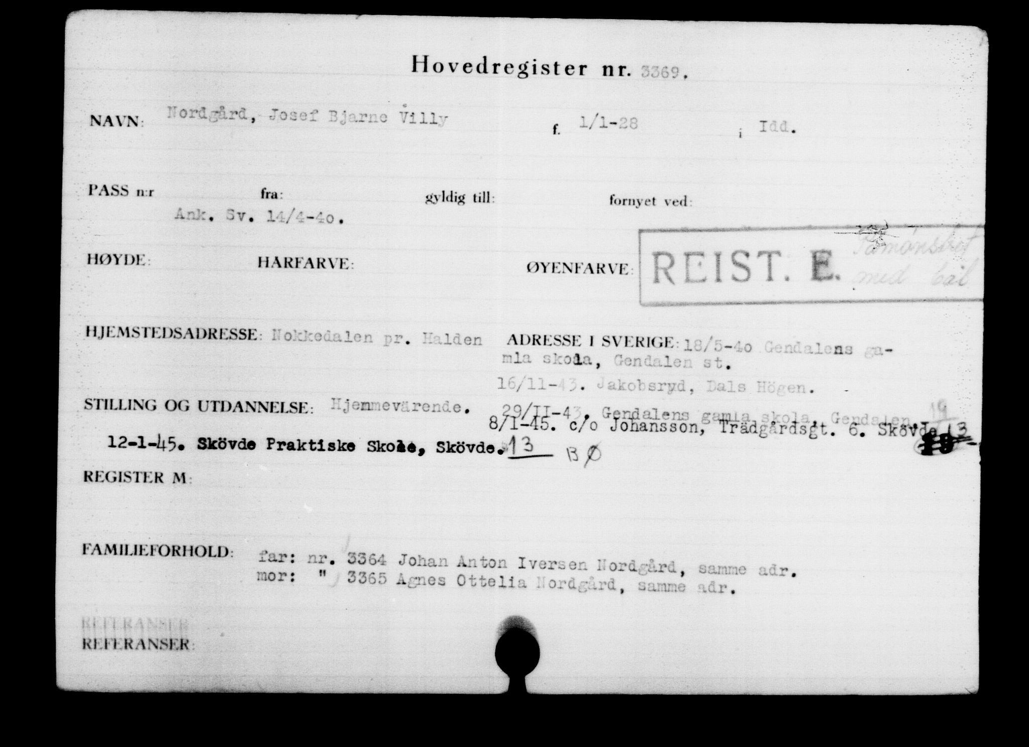Utenriksstasjonene, Legasjonen i Stockholm, Flyktningkontoret, AV/RA-S-6753/V/Va/L0003: Kjesäterkartoteket, flyktninger med registreringsnr. 2001-3495, 1940-1945, s. 1863