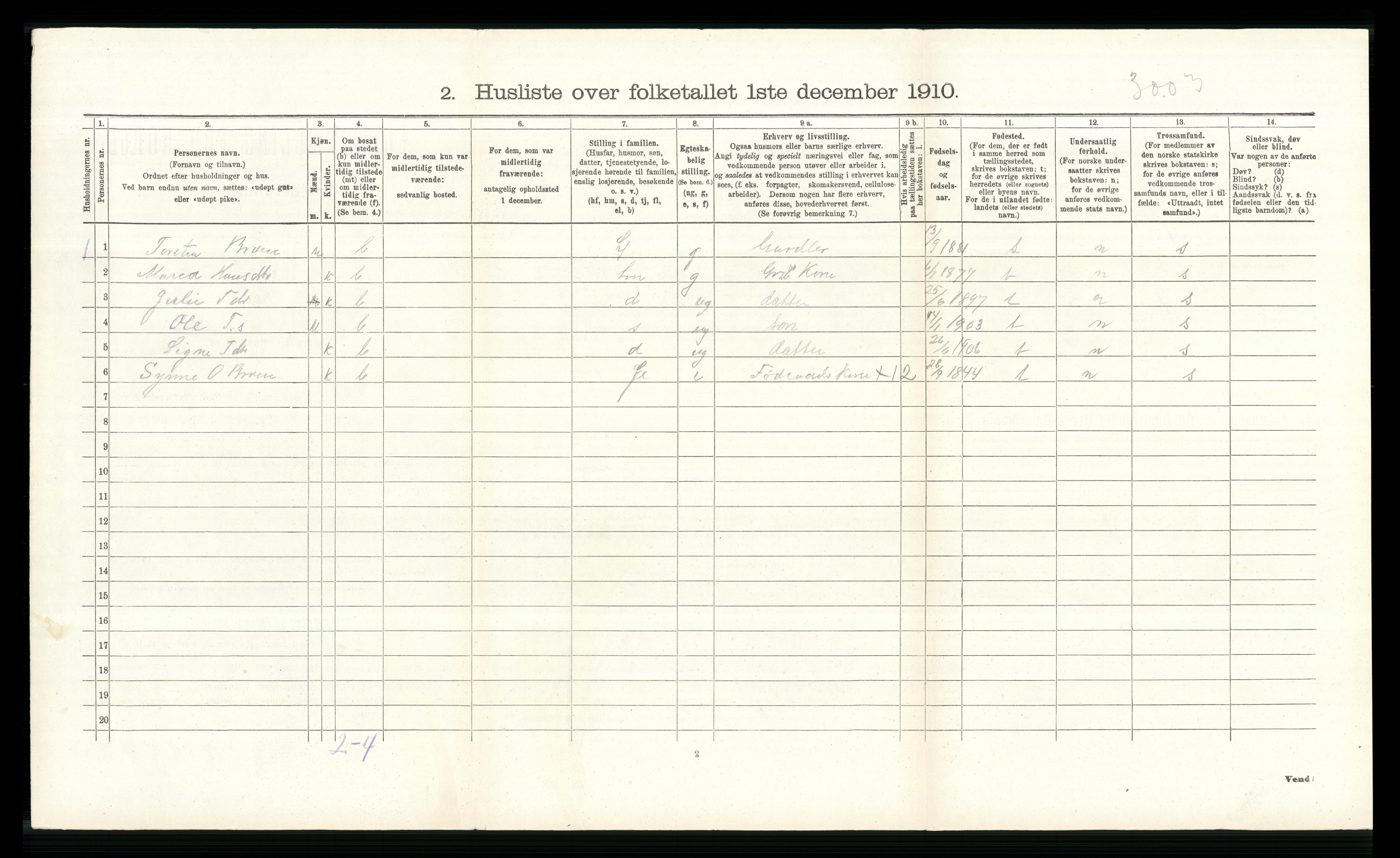 RA, Folketelling 1910 for 0519 Sør-Fron herred, 1910, s. 737