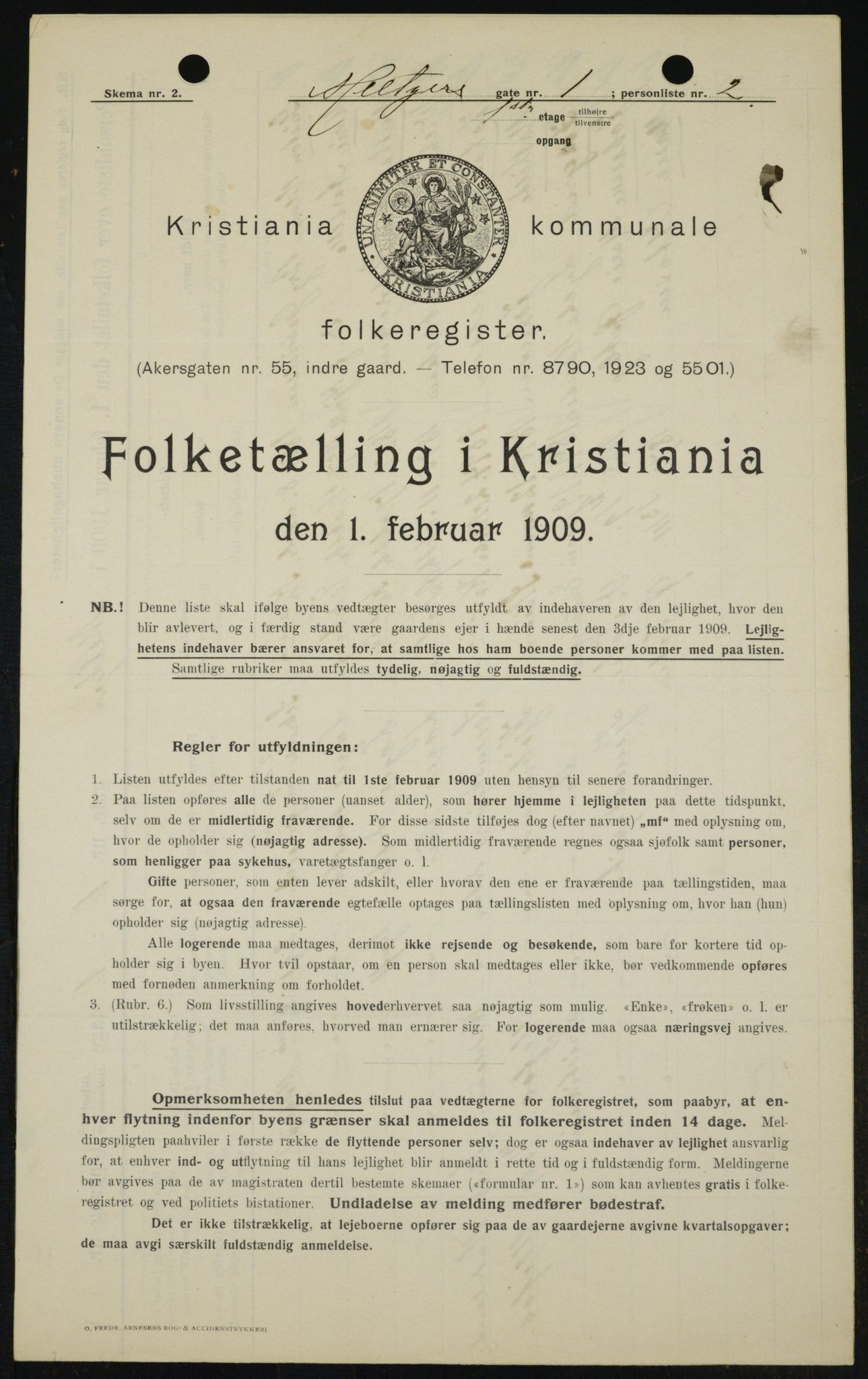 OBA, Kommunal folketelling 1.2.1909 for Kristiania kjøpstad, 1909, s. 59069