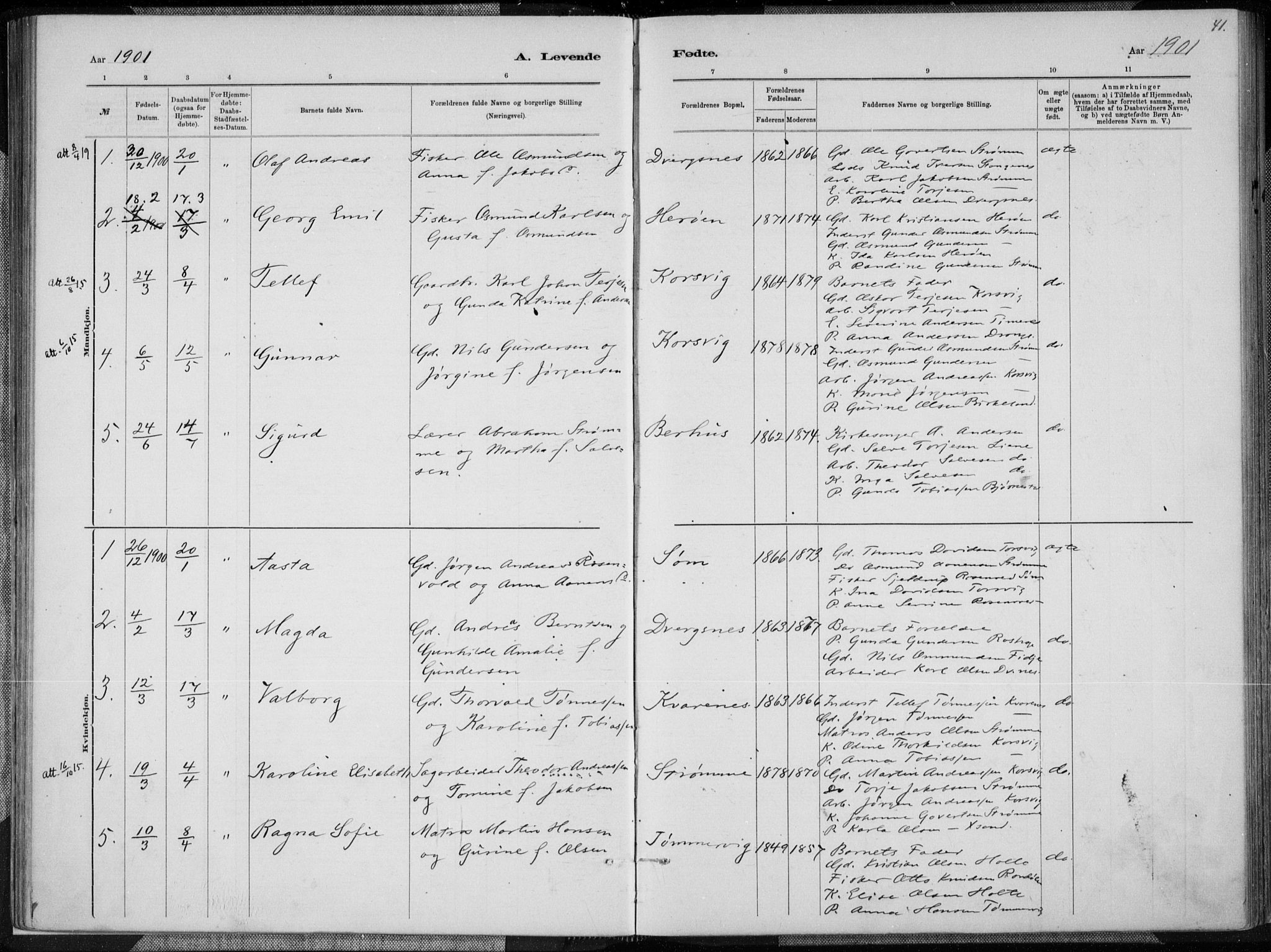 Oddernes sokneprestkontor, SAK/1111-0033/F/Fa/Fab/L0002: Ministerialbok nr. A 2, 1884-1903, s. 41