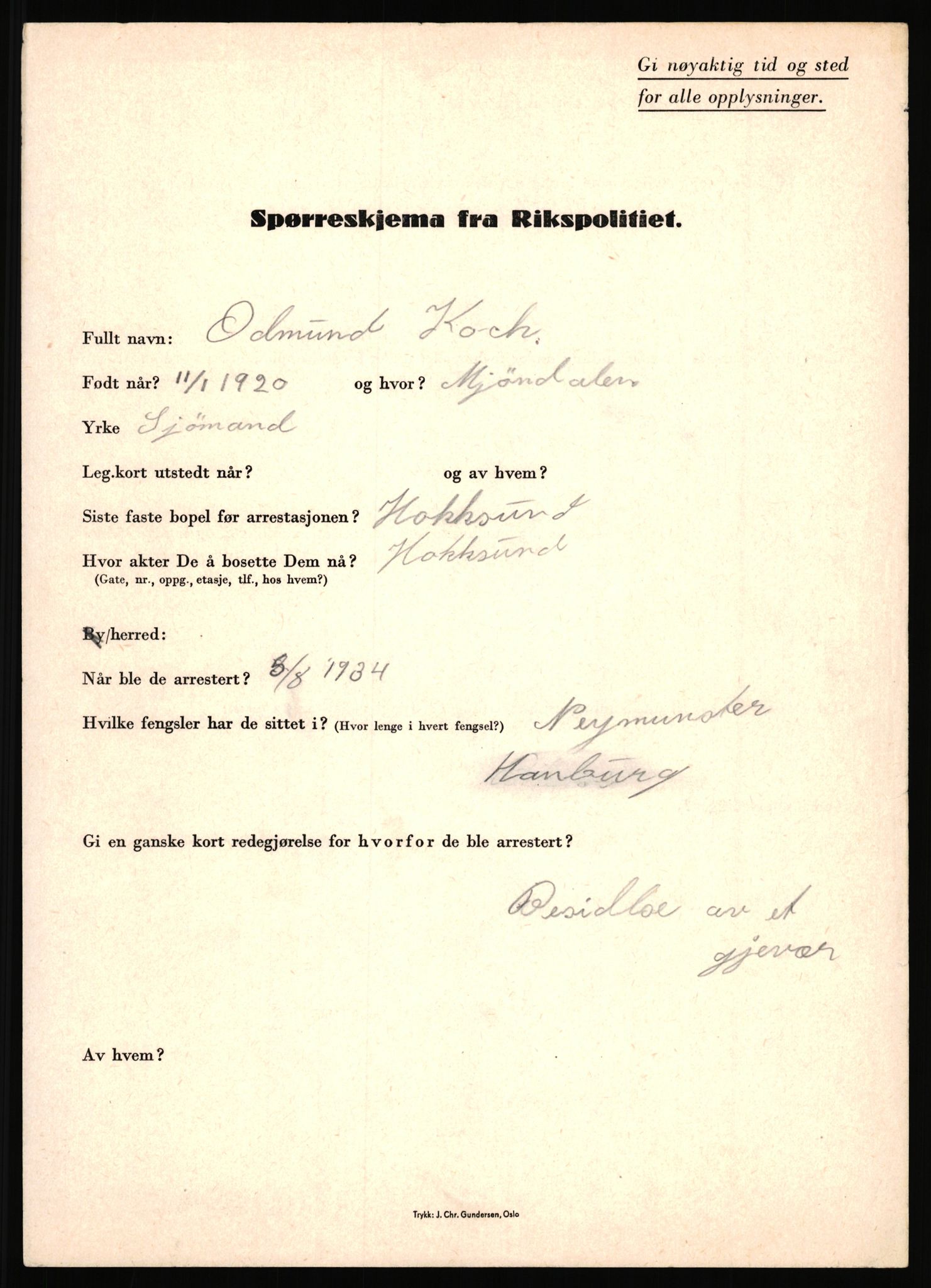 Rikspolitisjefen, AV/RA-S-1560/L/L0009: Karlsen, Aksel Emanuel - Kristiansen, Øivind Vetre, 1940-1945, s. 685