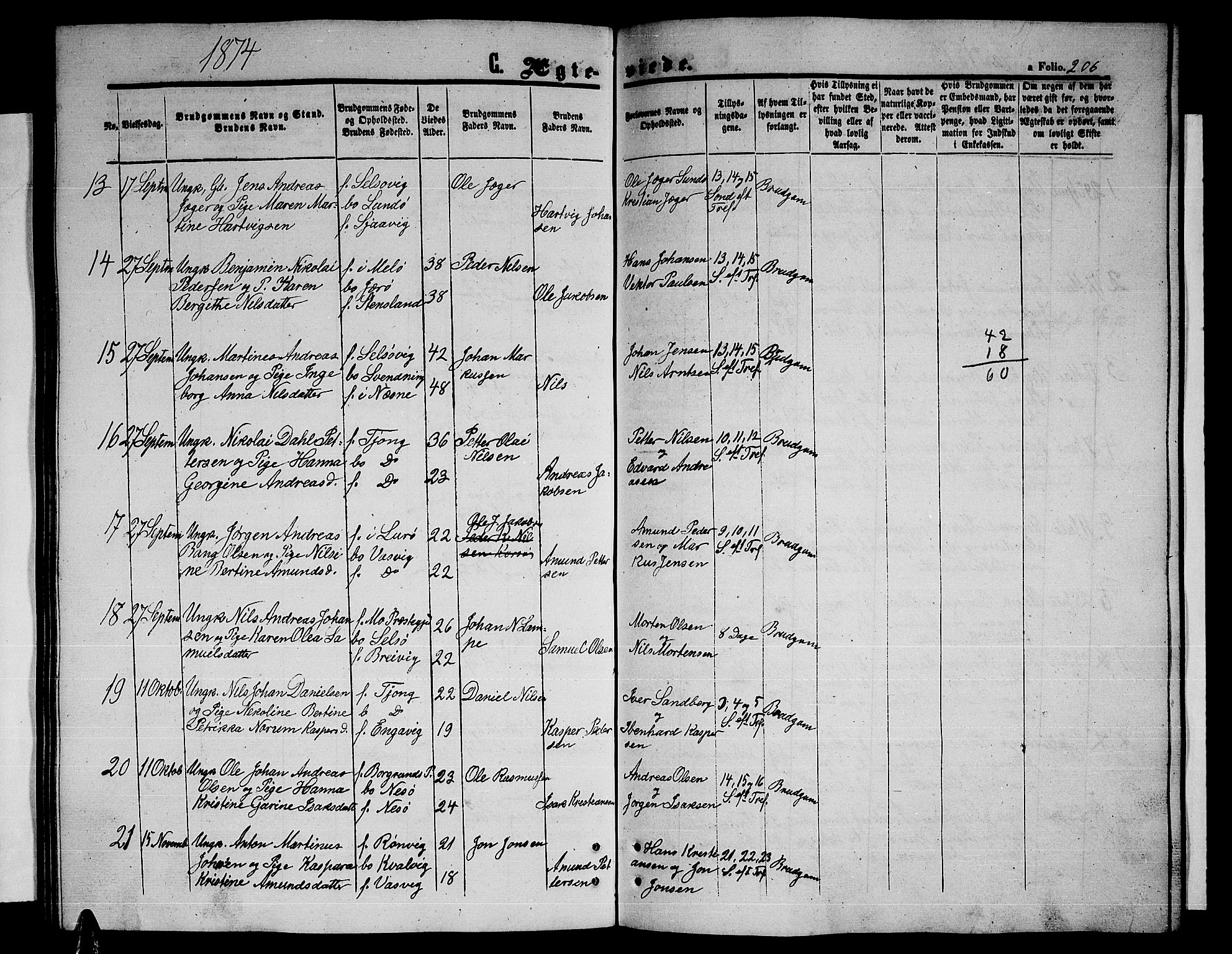 Ministerialprotokoller, klokkerbøker og fødselsregistre - Nordland, AV/SAT-A-1459/841/L0619: Klokkerbok nr. 841C03, 1856-1876, s. 206